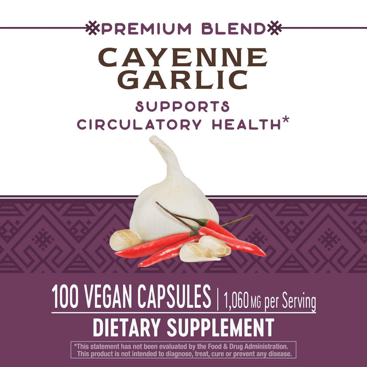 Nature's Way Cayenne-Garlic Premium Blend Circulatory Health* 1060 mg Per Serving Vegan 100 Capsules