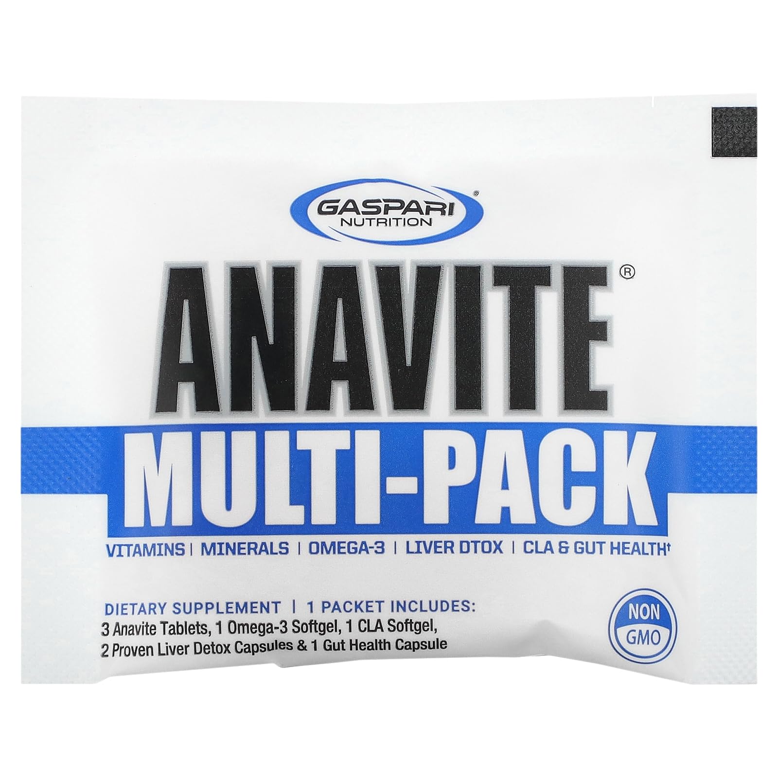 Gaspari Nutrition Anavite, Full Spectrum Multi-Vitamin Packs, Anavite Multivitamins, CLA, Omega 3s, Proven Gut, and Proven Liver Detox, All in 1 (30 Servings, 5 in 1 Multivitamin Pack)