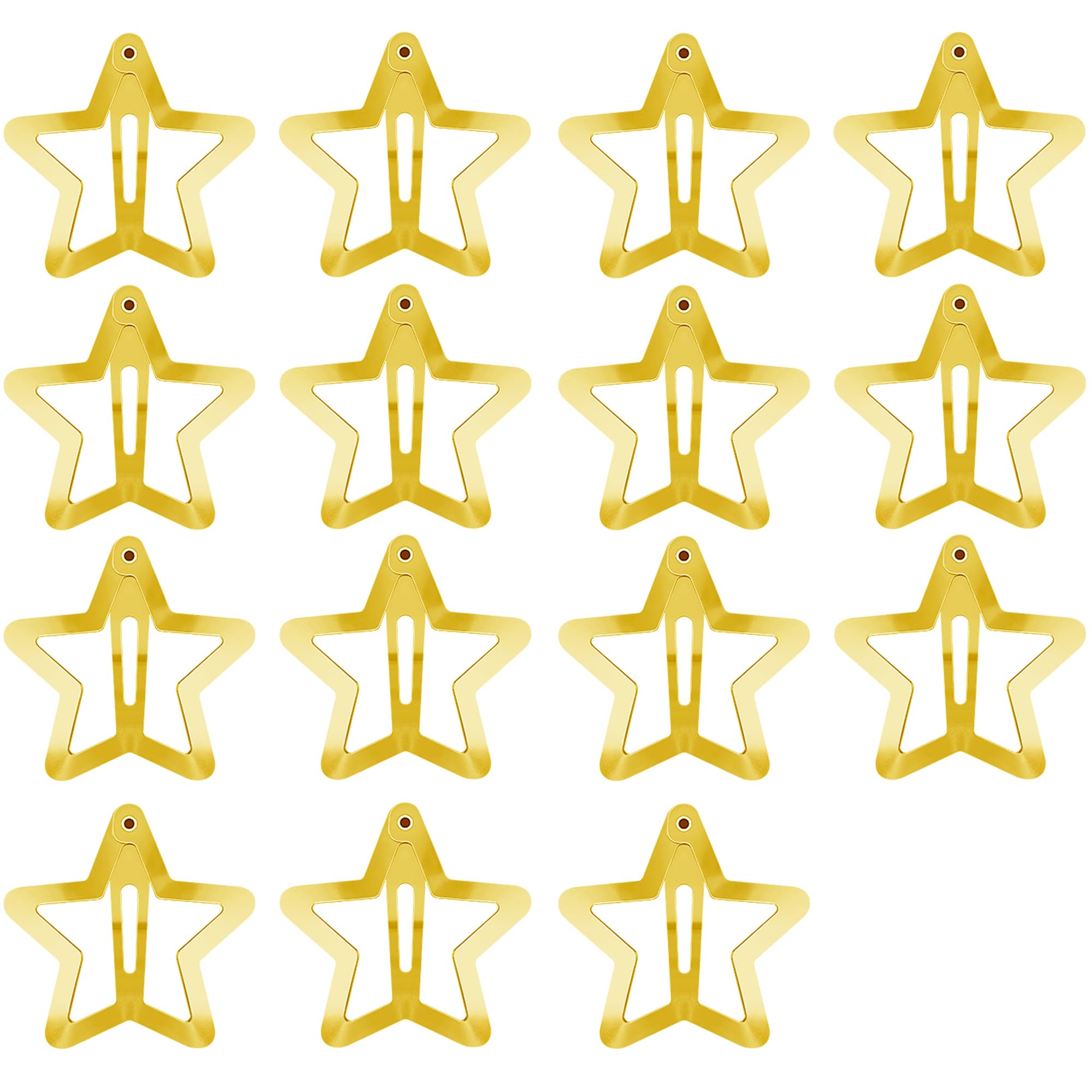 Star Hair Clips 2000s Y2K Snap Hair Barrettes Non Slip Star Hair Accessories Gold Metal Hair Clips for Girls Women -15 PCS 1.57