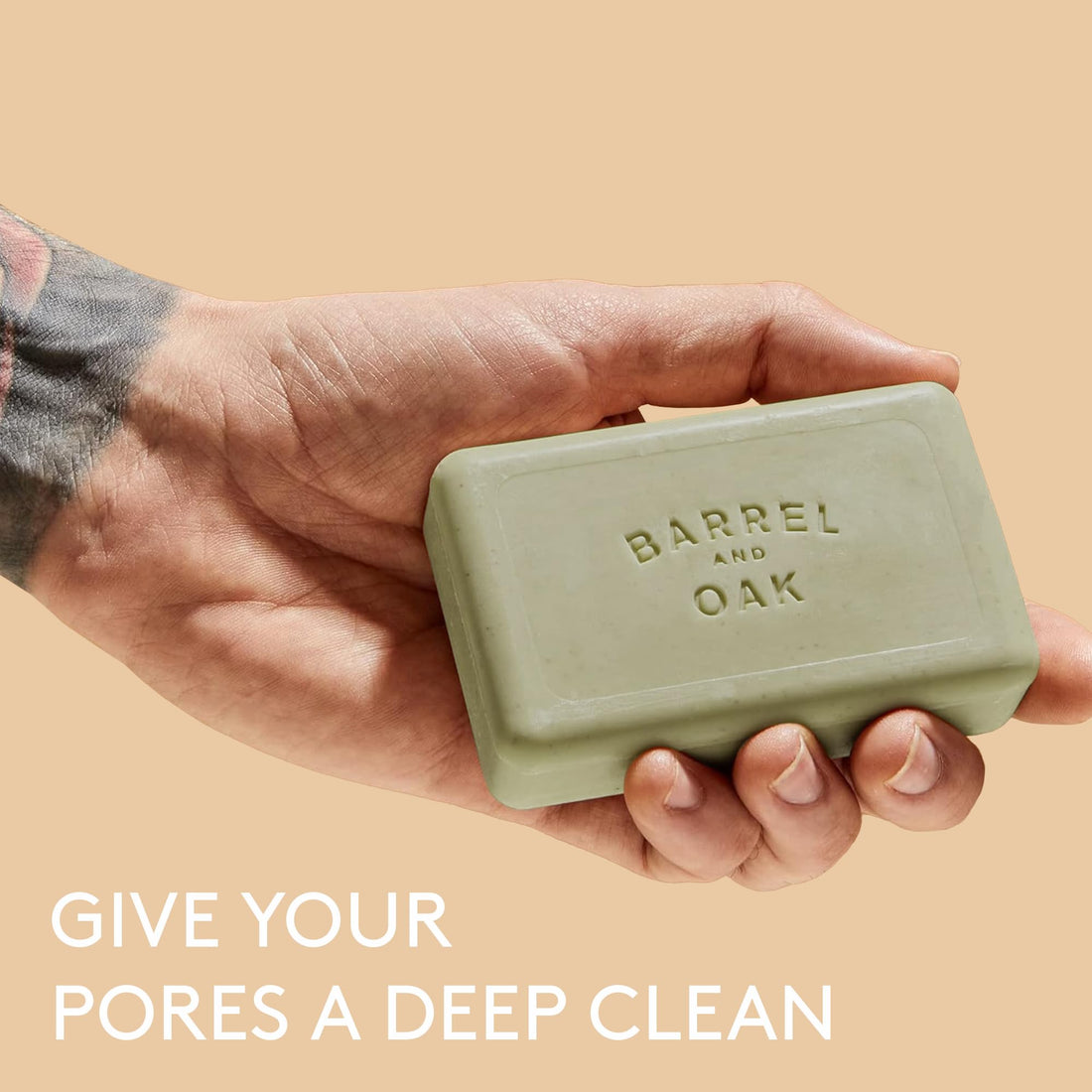 Barrel & Oak - Exfoliating Bar Soap, Men's Soap Bar, Deep Cleans Pores & Removes Dead Skin, Certified Sustainable Palm Oil, Charcoal Powder, & Olive Stone, Vegan (Canyon Balsam, 6 oz)