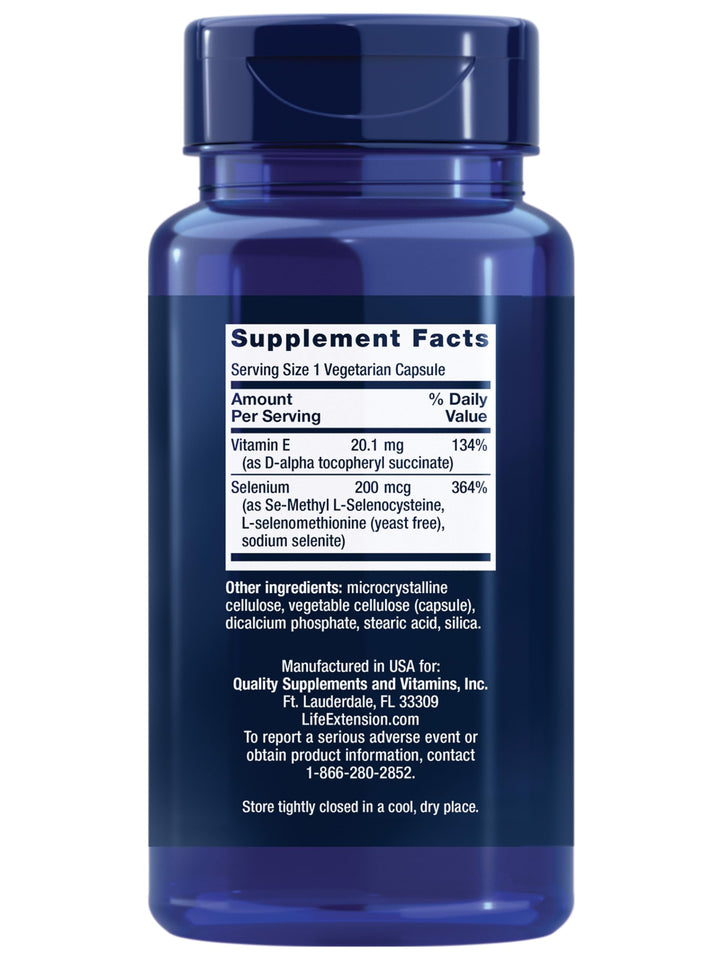 Life Extension Super Selenium Complex with Vitamin E – Cellular Health & Longevity Support – Gluten-Free, Non-GMO, Vegetarian –100 Capsules(Pack of 1)