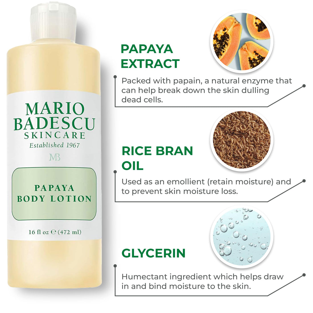 Mario Badescu Papaya Body Lotion, 16 oz.