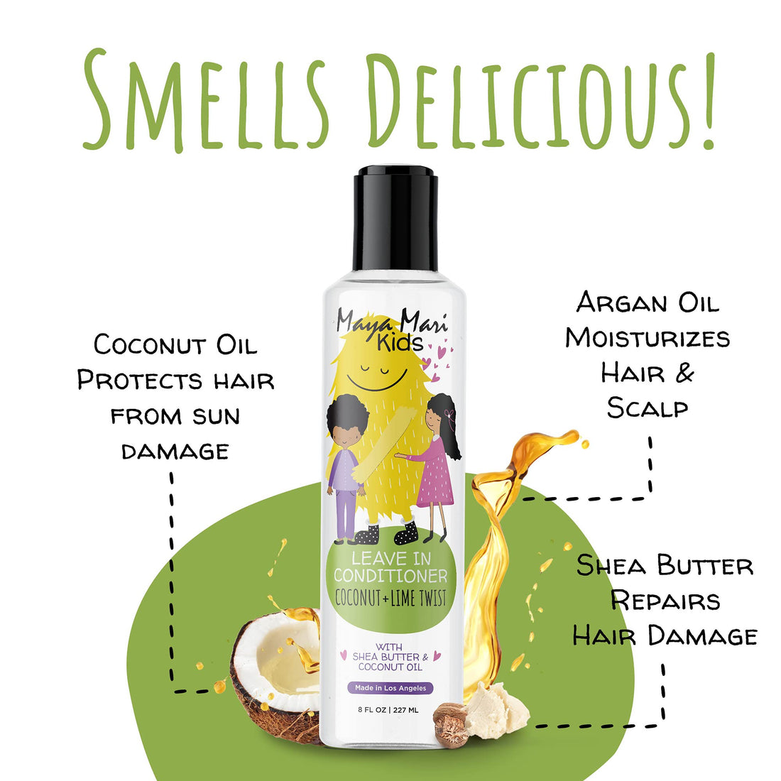 Maya Mari Kids Leave In Conditioner and Curl Cream | Hair Detangler and Smoothing Treatment Set | Curly Hair Products for Kids and Toddlers | Sulfate Free, Cruelty Free, and Made in USA