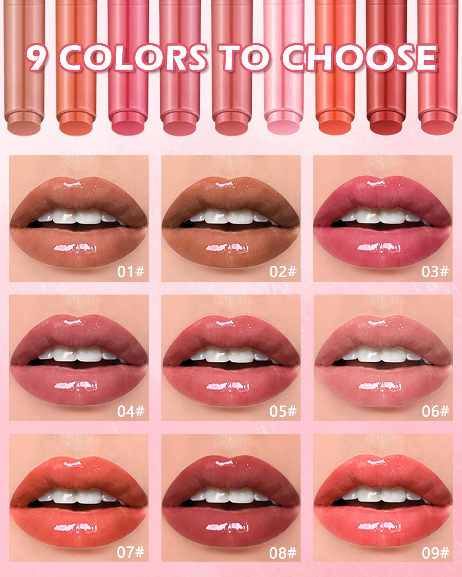 Hydrating Shimmer Lipstick,Moisturizing Jelly Lip Gloss,Dew Nude Lipstick Pen, Long Lasting Waterproof Tint Lip Balm Plumping Lip Stain Pen Glossy Butter Blam,Women's Day Makeup Gift for Women-01#