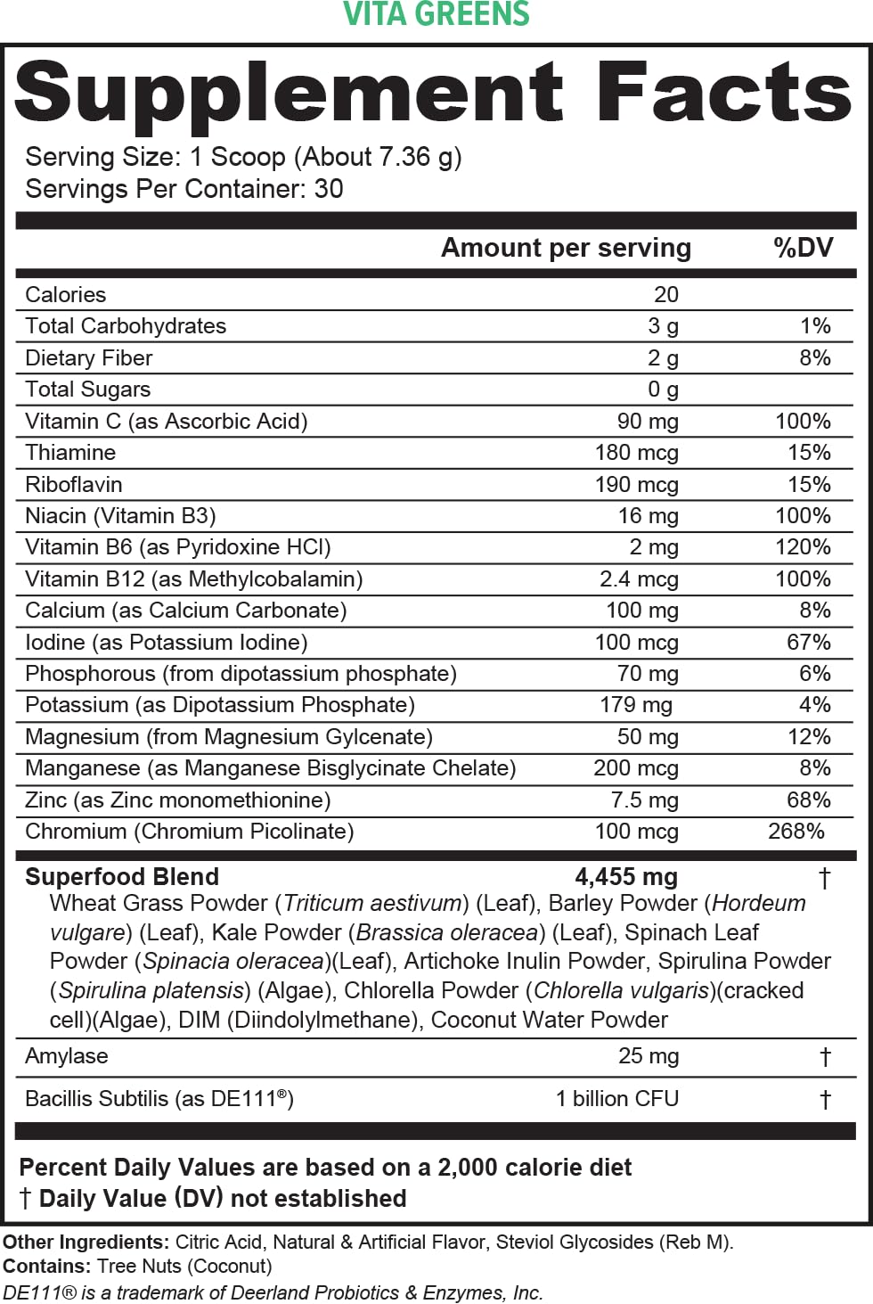 Vita Greens Superfood Powder: Immune and Digestion Support | Enhanced Energy | Daily Multivitamin Blend