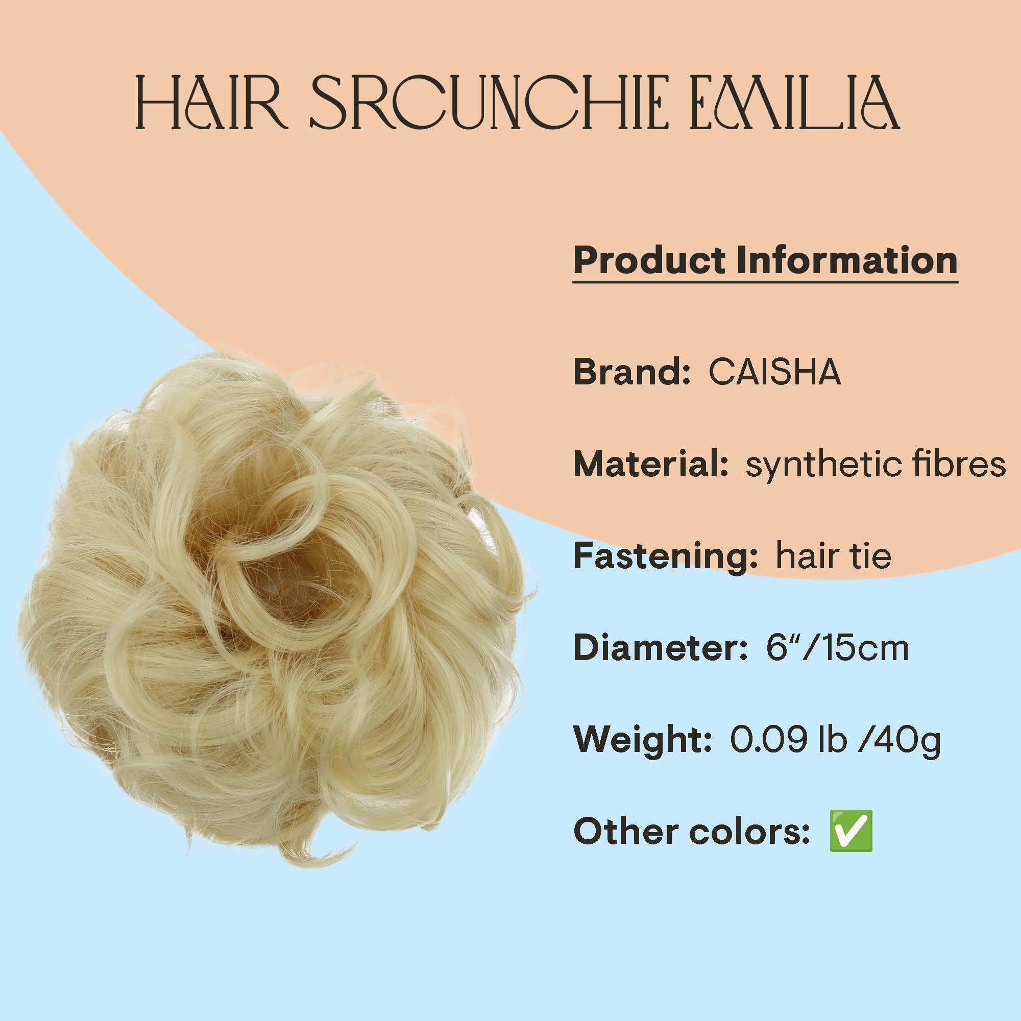 Bleach blonde G11E_613B : PRETTYSHOP Hairpiece Hair Rubber Scrunchie Scrunchy Updos VOLUMINOUS Curly Messy Bun Bleach blonde G11E_613B