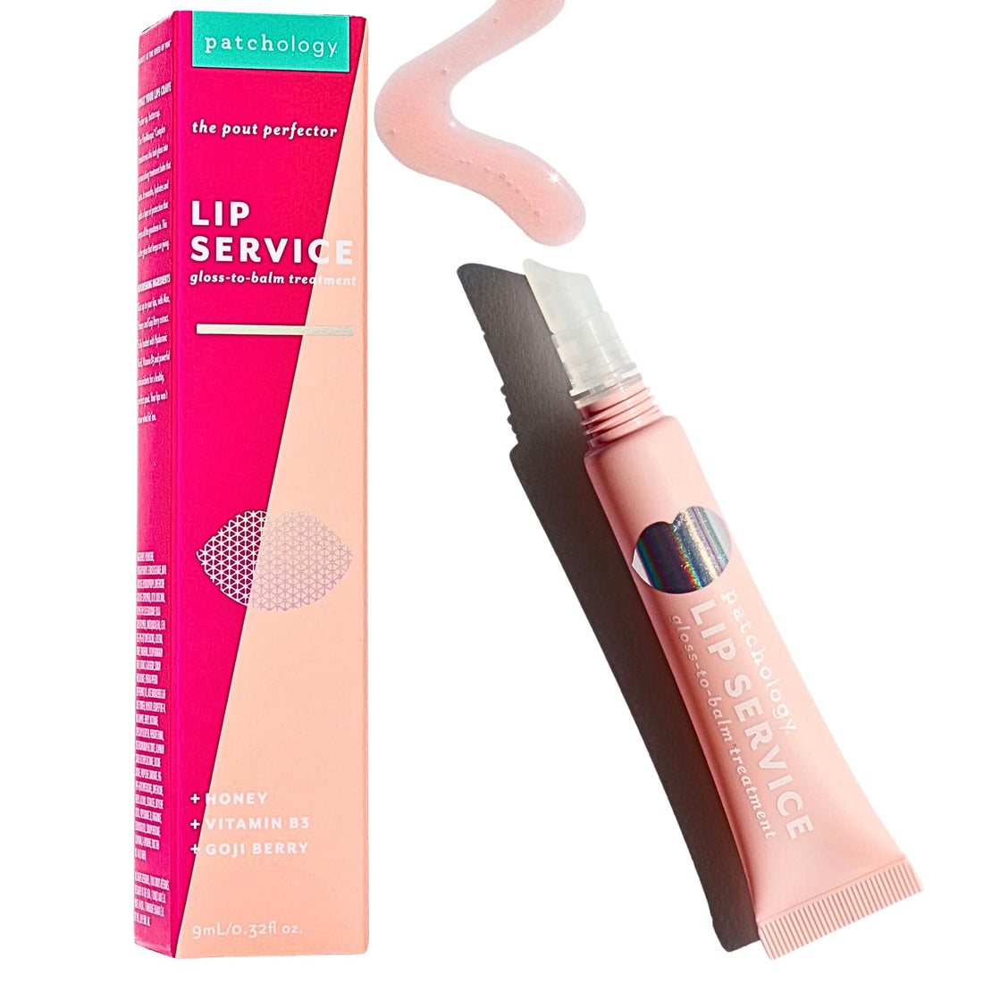 Patchology Lip Service Gloss-to-Balm Treatment for Dry Lips, Honey, Goji Berry, 0.27 Fluid Ounce