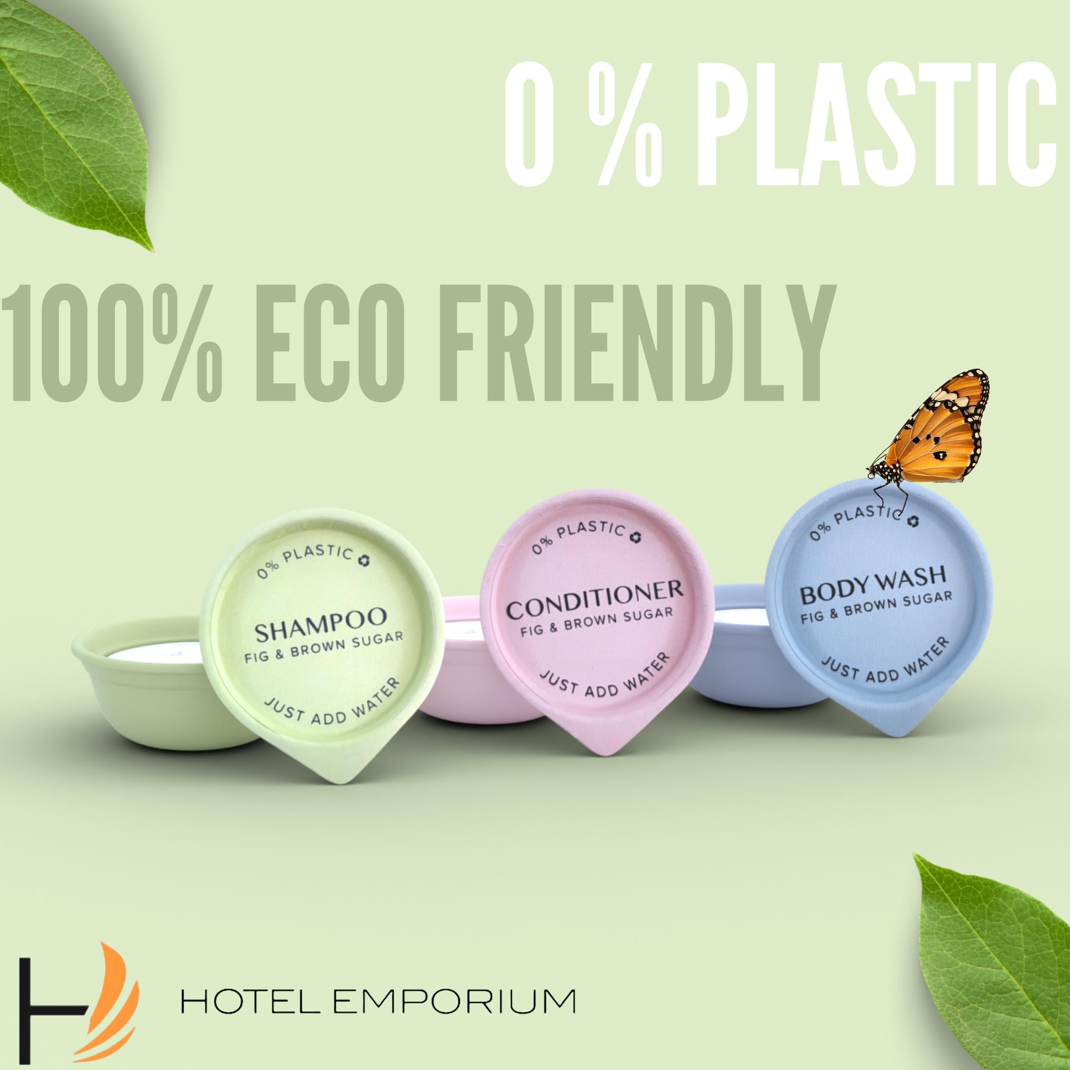 Hotel Emporium ECO POD Sustainable Powder-Based Amenities TSA Compliant | Shampoo, Conditioner, & Body Wash (Pack of 36)