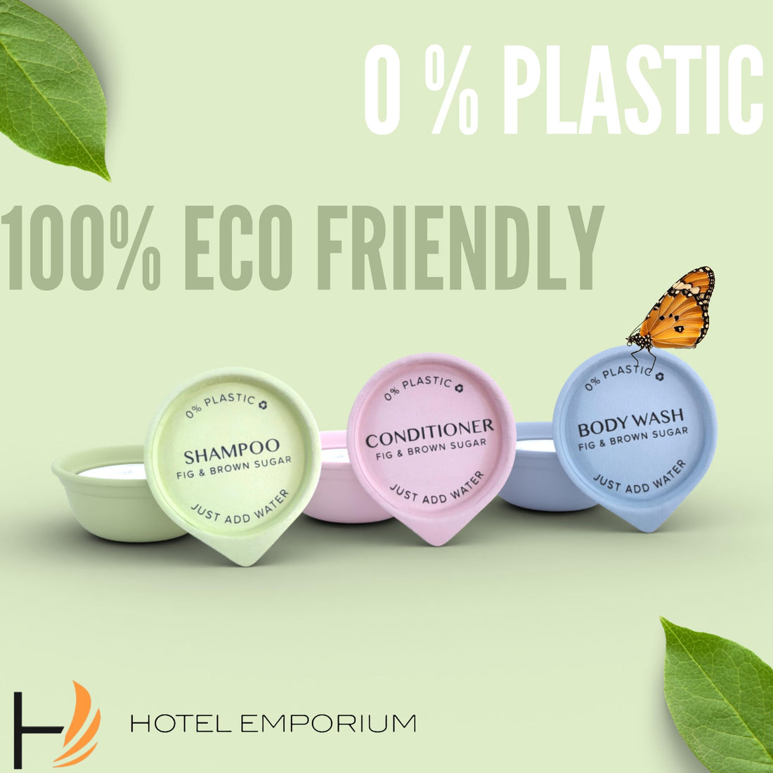 Hotel Emporium ECO POD Sustainable Powder-Based Amenities TSA Compliant | Shampoo, Conditioner, & Body Wash (Pack of 36)