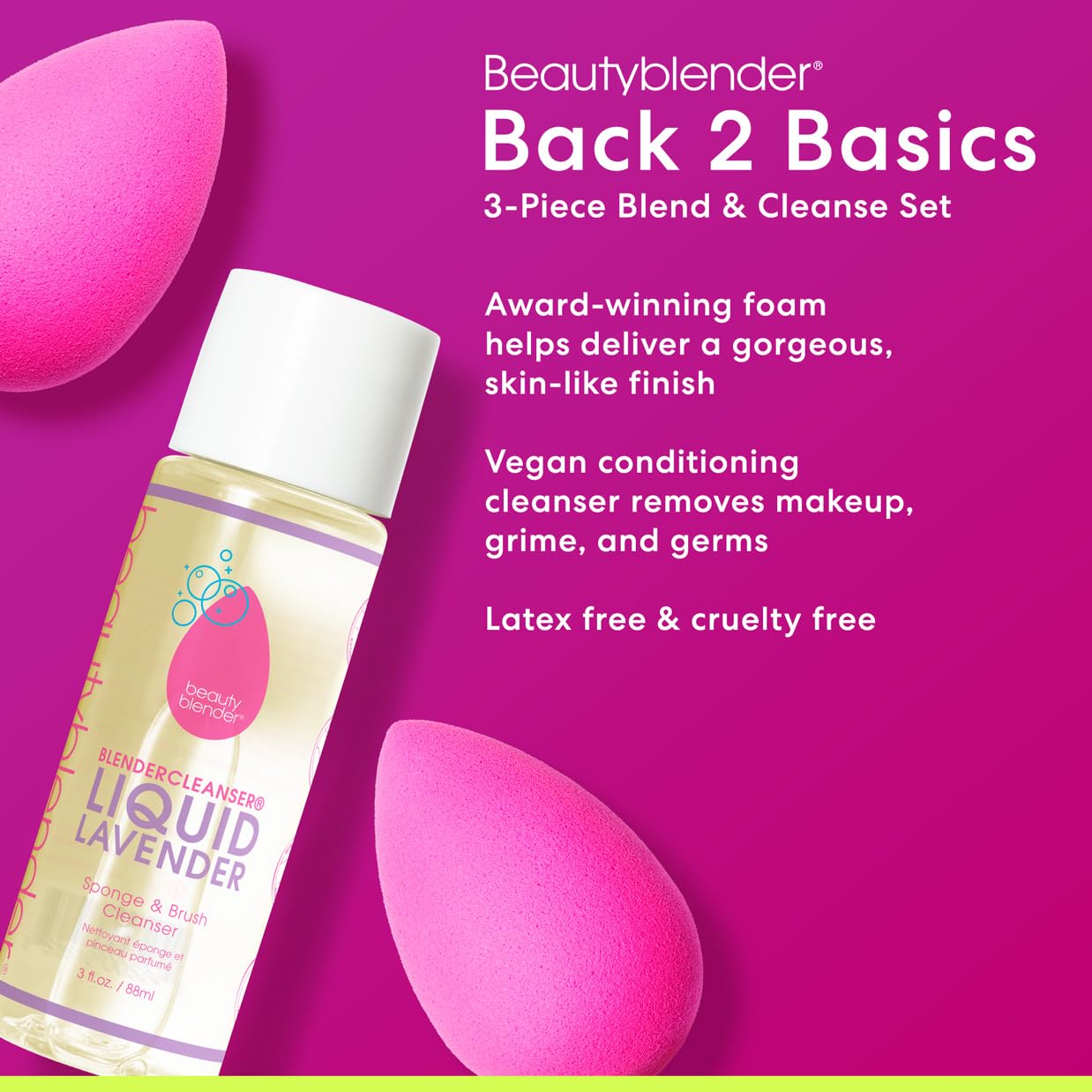 beautyblender Back 2 Basics Blend & Cleanse Set Including blender and liquid blendercleanser