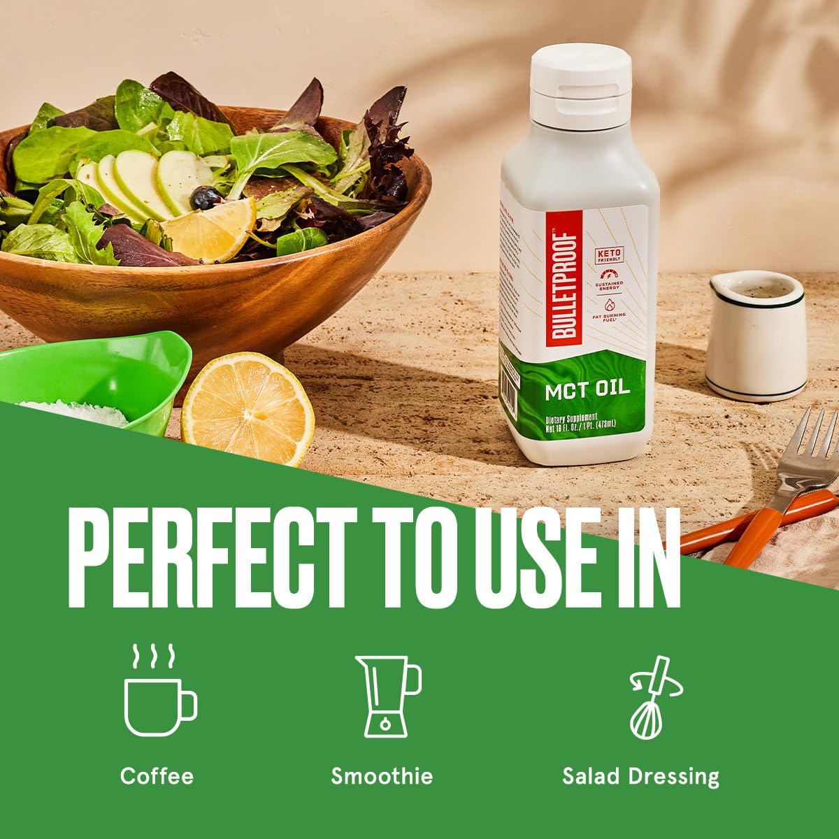 Bulletproof MCT Oil Made with C10 and C8 Oil, 16 Ounces, Keto Supplement for Sustained Energy