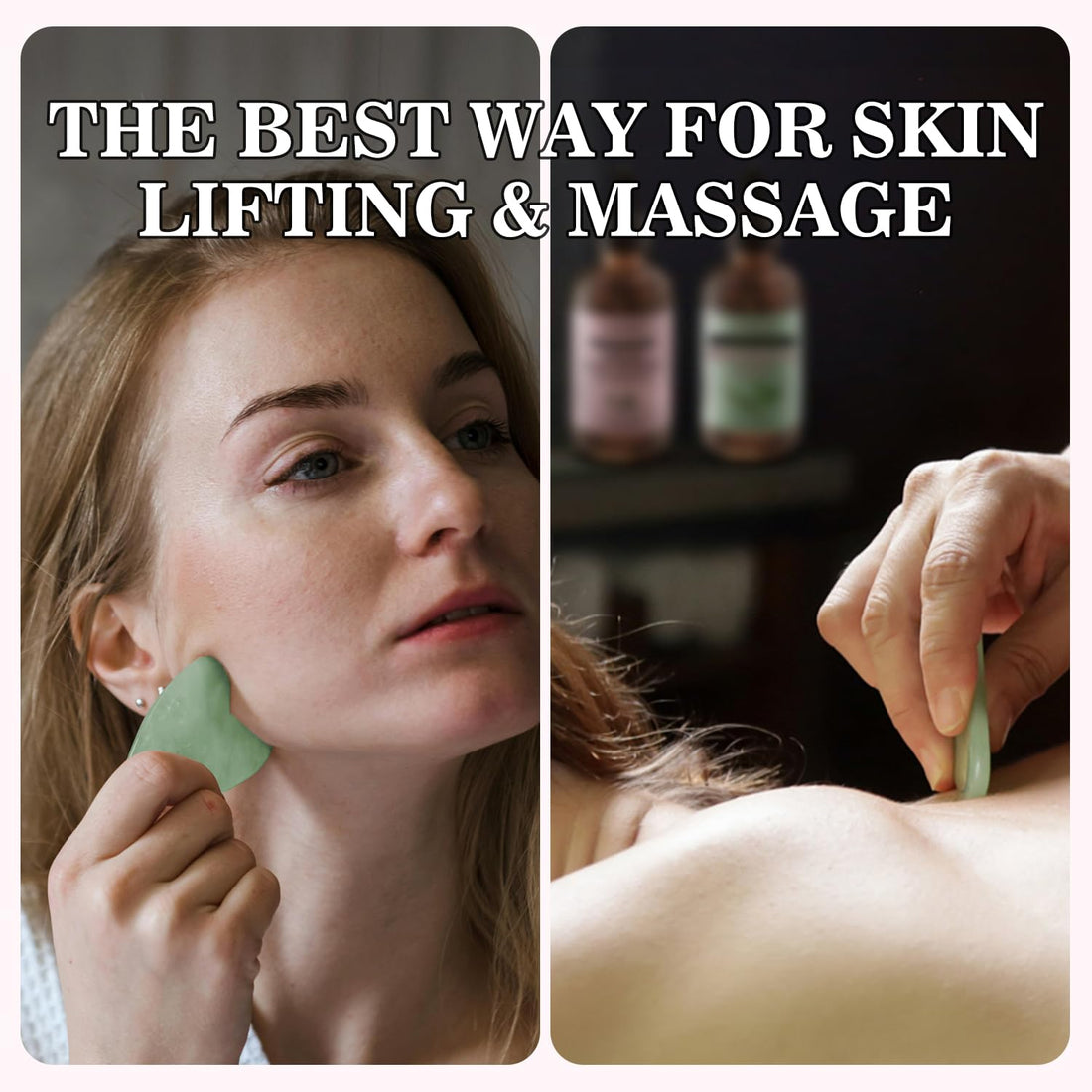 Organic Rosemary Mint & Jamaican Black Castor Oil 2 Packs with Gua Sha Tool, for Hair Growth & Body Massage Kit, 100% Pure, Natural, Cold Pressed Hair Oils, Womens Gift
