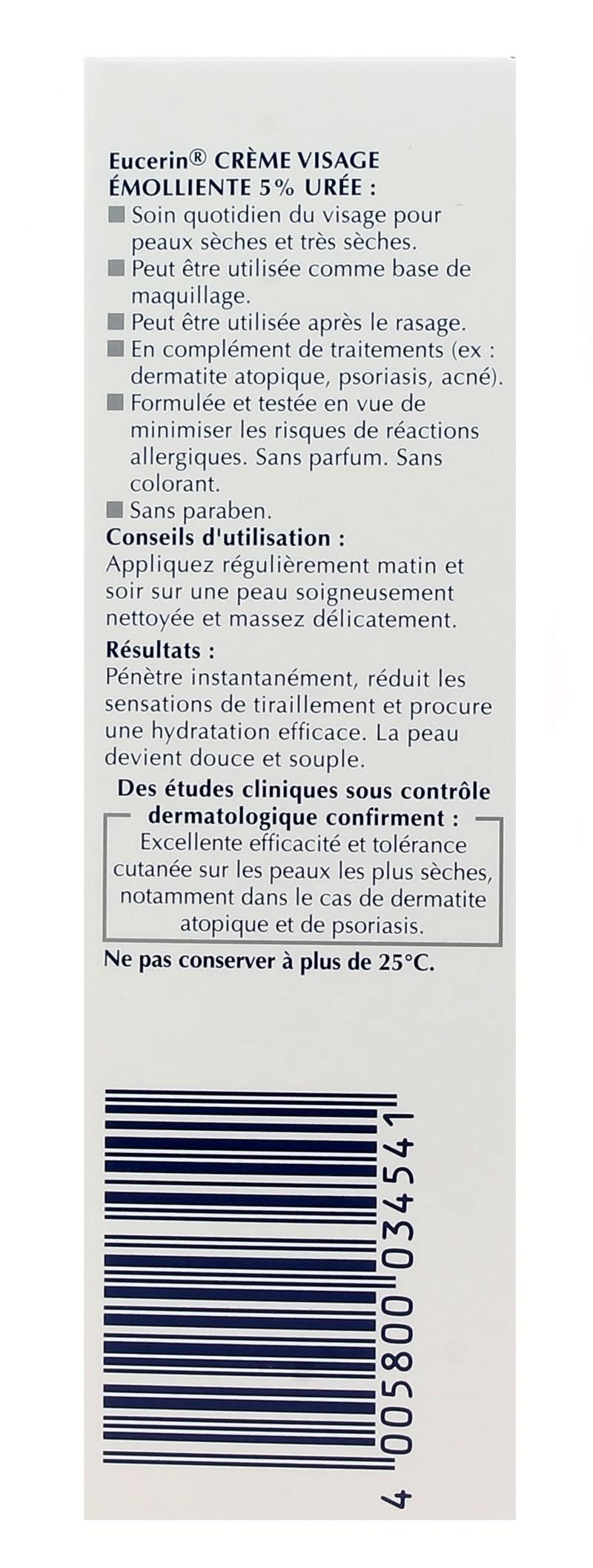 Eucerin 5% Urea Smoothing Face Cream, 50ml - Hydrating Moisturizer for Dry Skin, Dye-Free, Adult