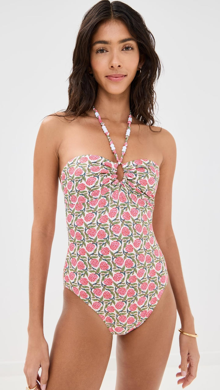Rhode Women's Kanika One Piece, Raspberry Vine, Floral, Pink, S