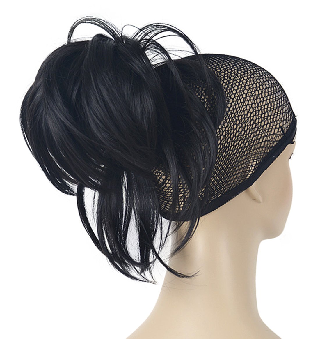 #2 Natural Black : Lydell Adjustable Messy Style Ponytail Hair Extension Synthetic Hair-Piece with Jaw Claw (#2 Natural Black)