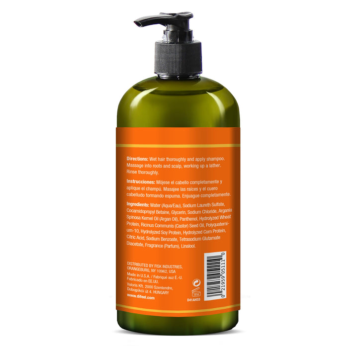 Difeel Argan Hydrating Shampoo 33.8 oz. - Argan Oil Shampoo, Natural Sulfate Free Shampoo for Hair