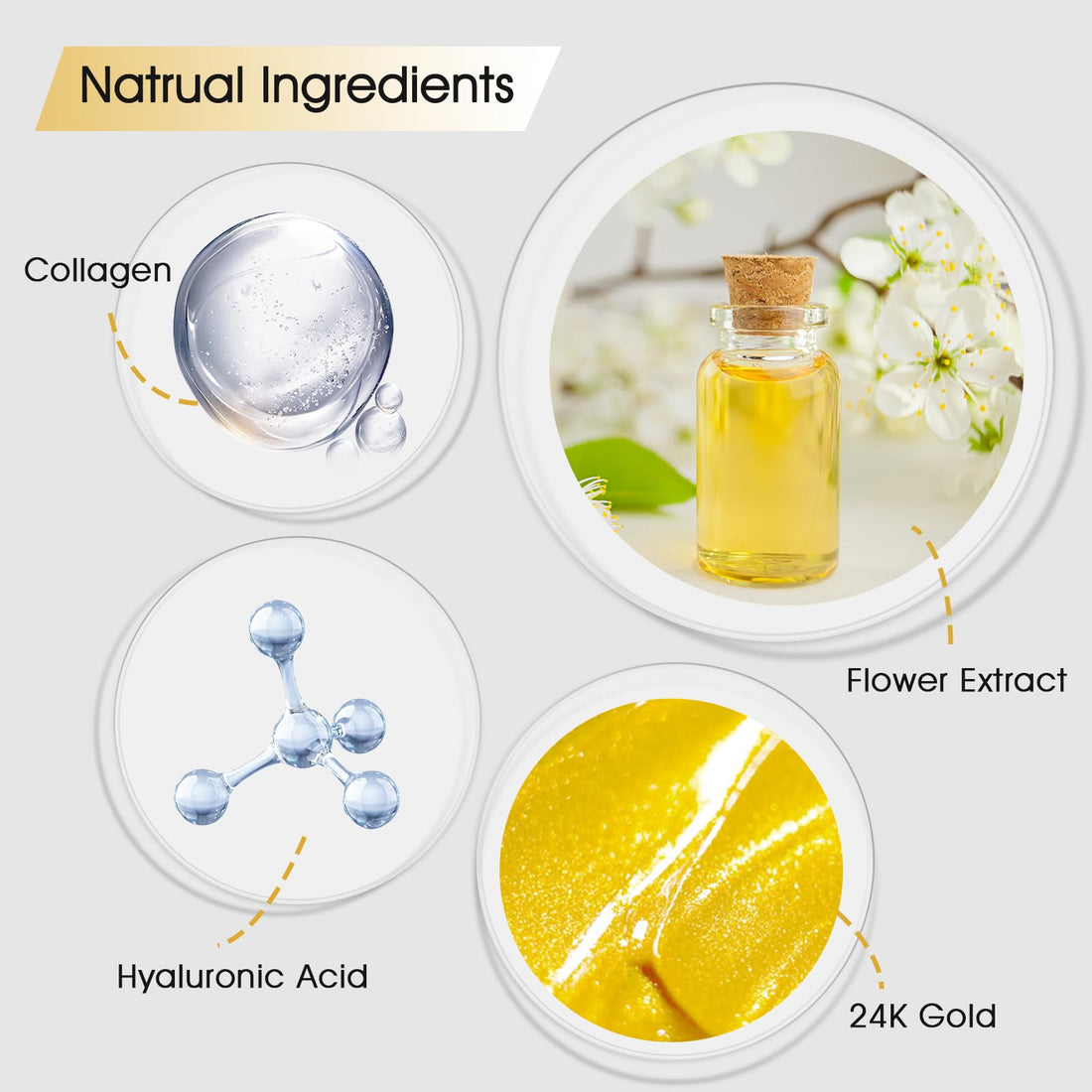 Rotus 30 Pairs Gold Eye Mask Power Crystal Gel Collagen Masks, Great For Anti Aging, Dark Circles & Puffiness