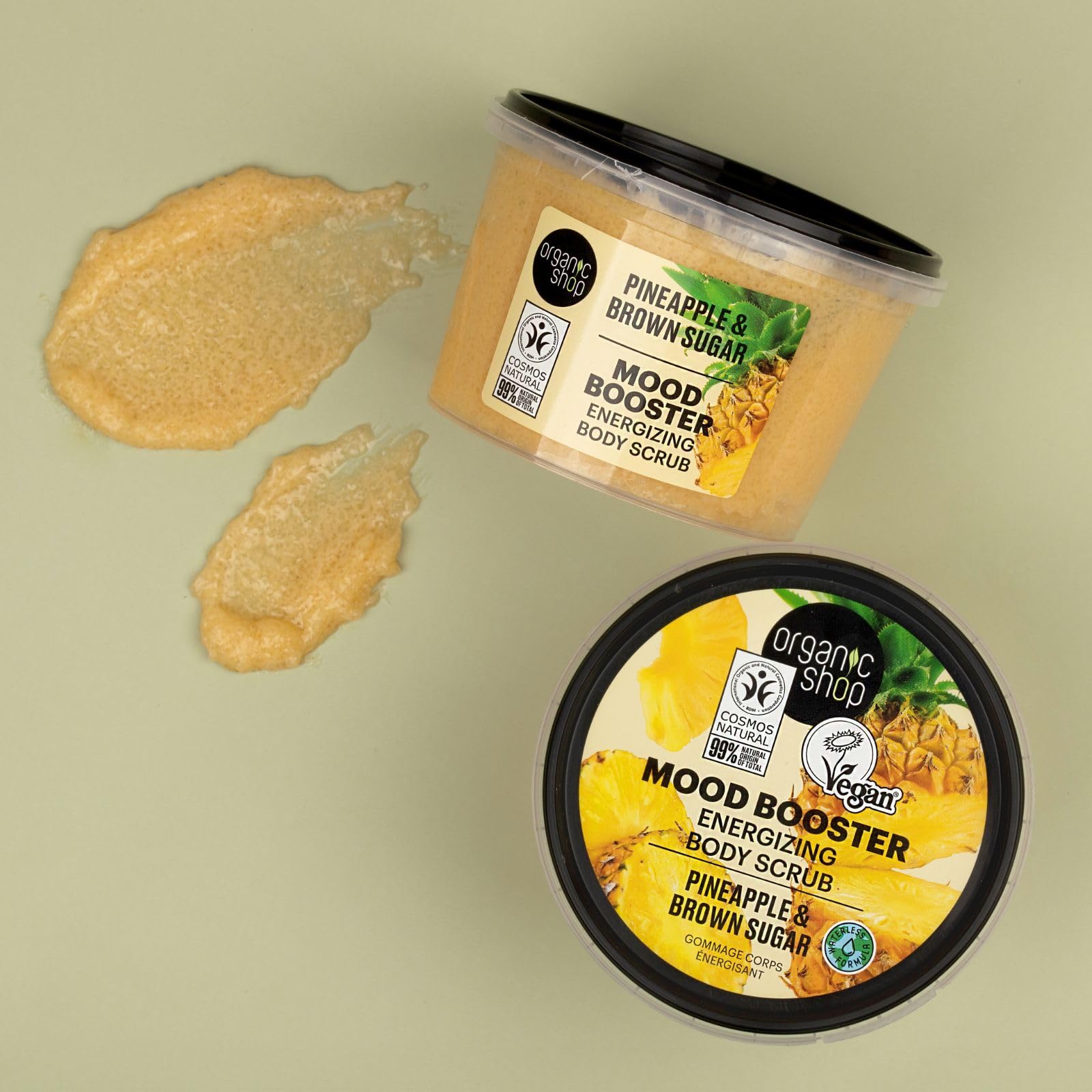 Organic Shop Pineapple & Brown Sugar Energizing & Exfoliating Body Scrub, 100% Vegan & Organic, Daily Exfoliant, Detox & Moisturizer, Body, Face, Hand & Foot, Intensive Care & Skin Toning. 250ml