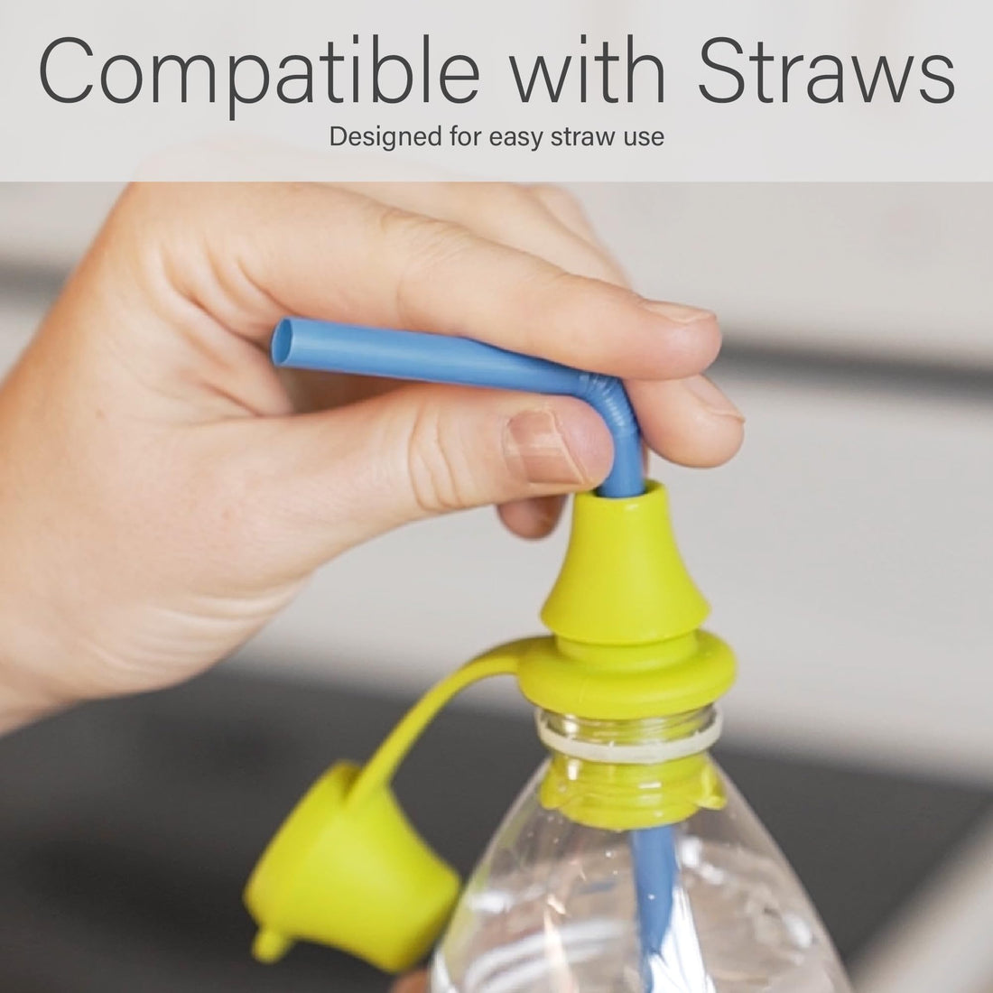 Kiddikap Original Water and Juice Bottle Topper, Soft Silicone Leak Proof Spout Conversion Cap to Make Spill Proof Drinks for Toddlers, Kids, or Adults, Travel Essential - 3 Pack (Blue, Green, Red)