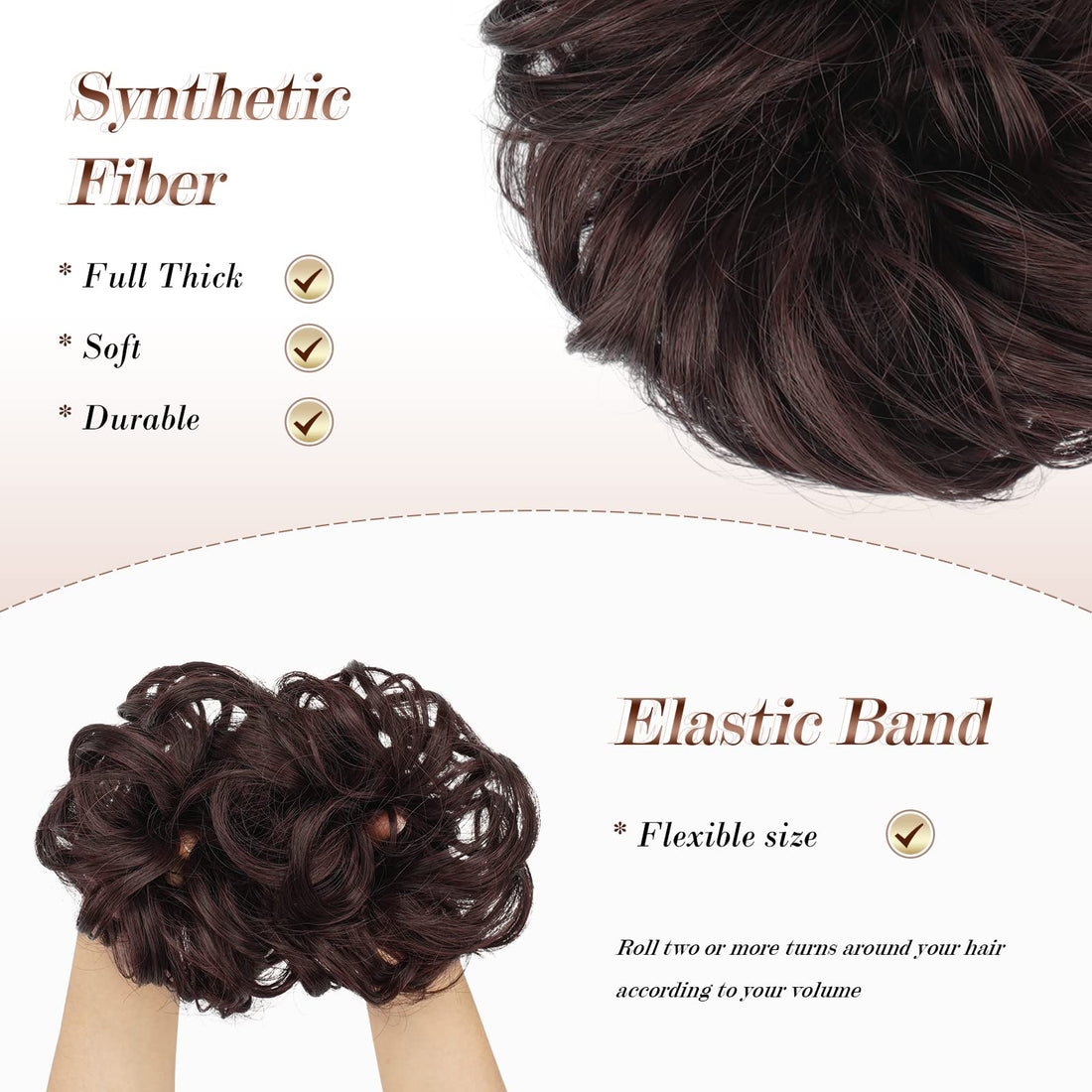 FESHFEN Hair Bun Extensions Messy Curly Hair Scrunchies Plus Size Hairpieces Synthetic Donut Updo Hair Pieces for Women Girls, 1.94oz