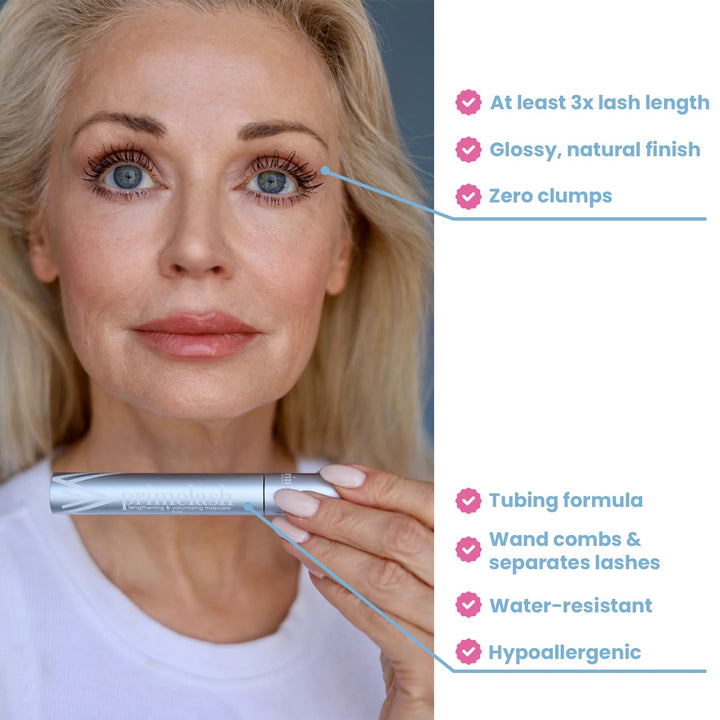 Prime Prometics PrimeLash Mascara for Older Women – Volumizing, Incredible Length in 2 Coats – Long-Stay, Zero Clumps, Hypoallergenic (Brown)