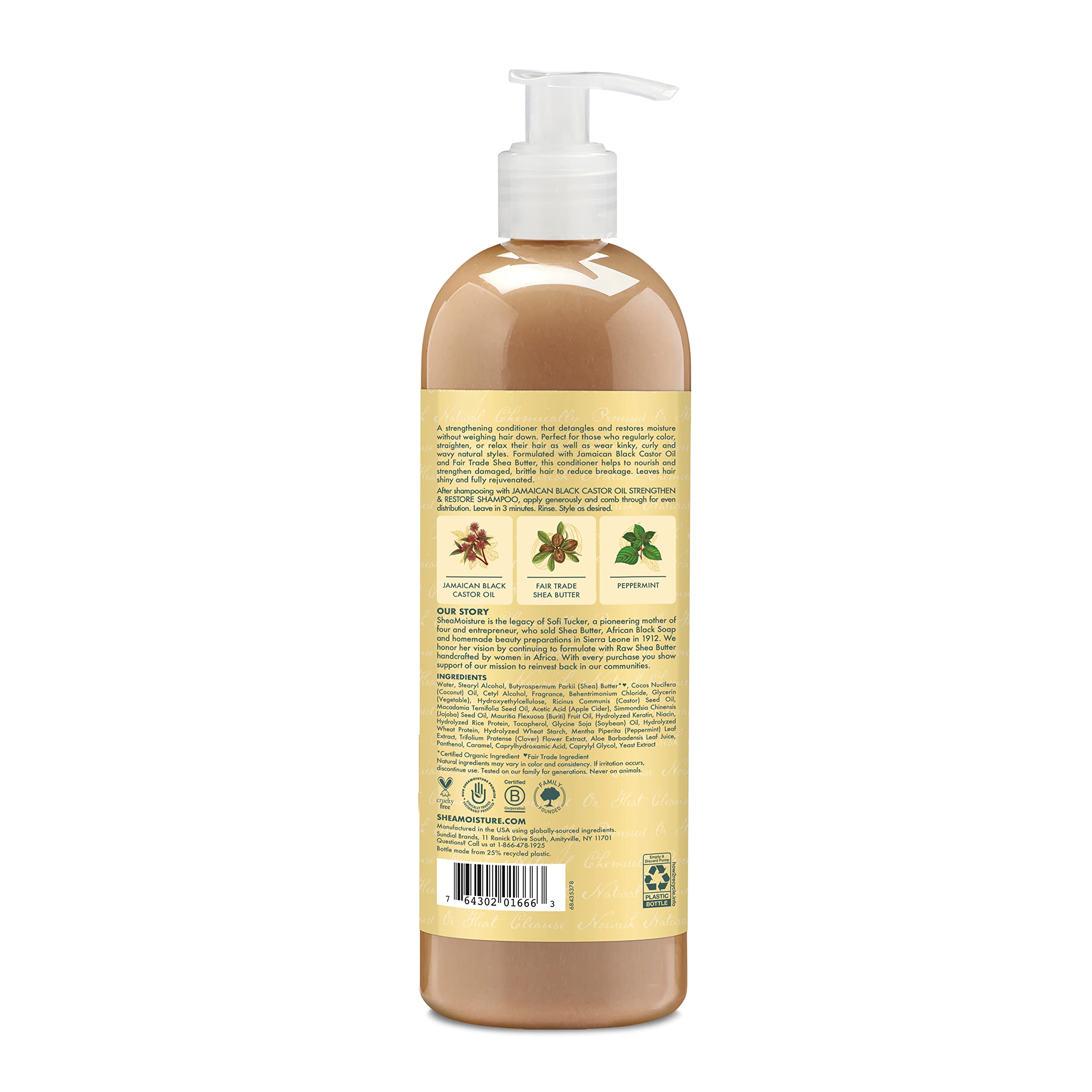 SheaMoisture Strengthen Conditioner Jamaican Black Castor Oil for Damaged Hair Cleanse 24 oz