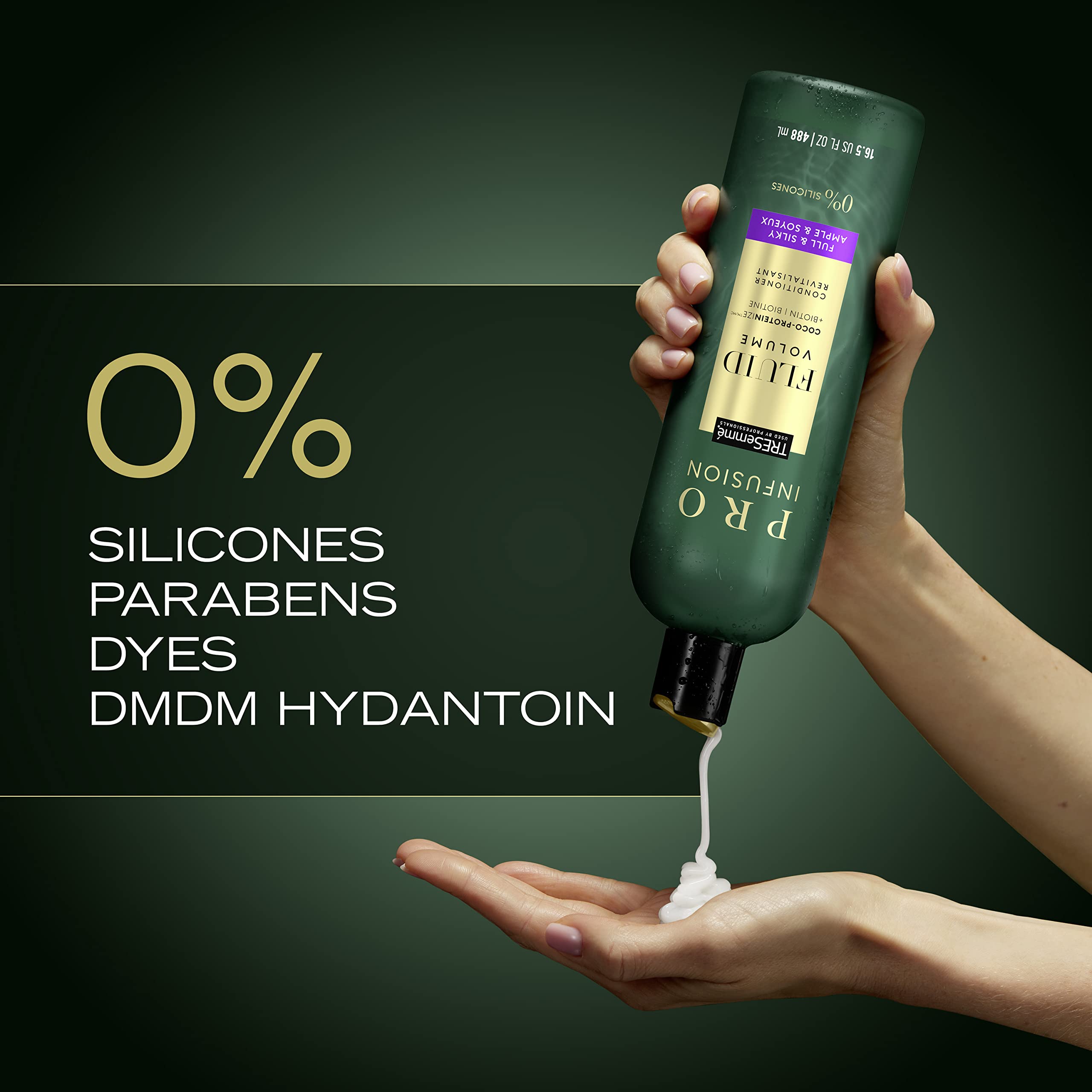 TRESemmé Cruelty-Free Pro Infusion Fluid Volume Conditioner For Full & Silky Hair Infused With Natural Coconut Droplets + Plant-Based Salon Protein + Biotin 16.5oz