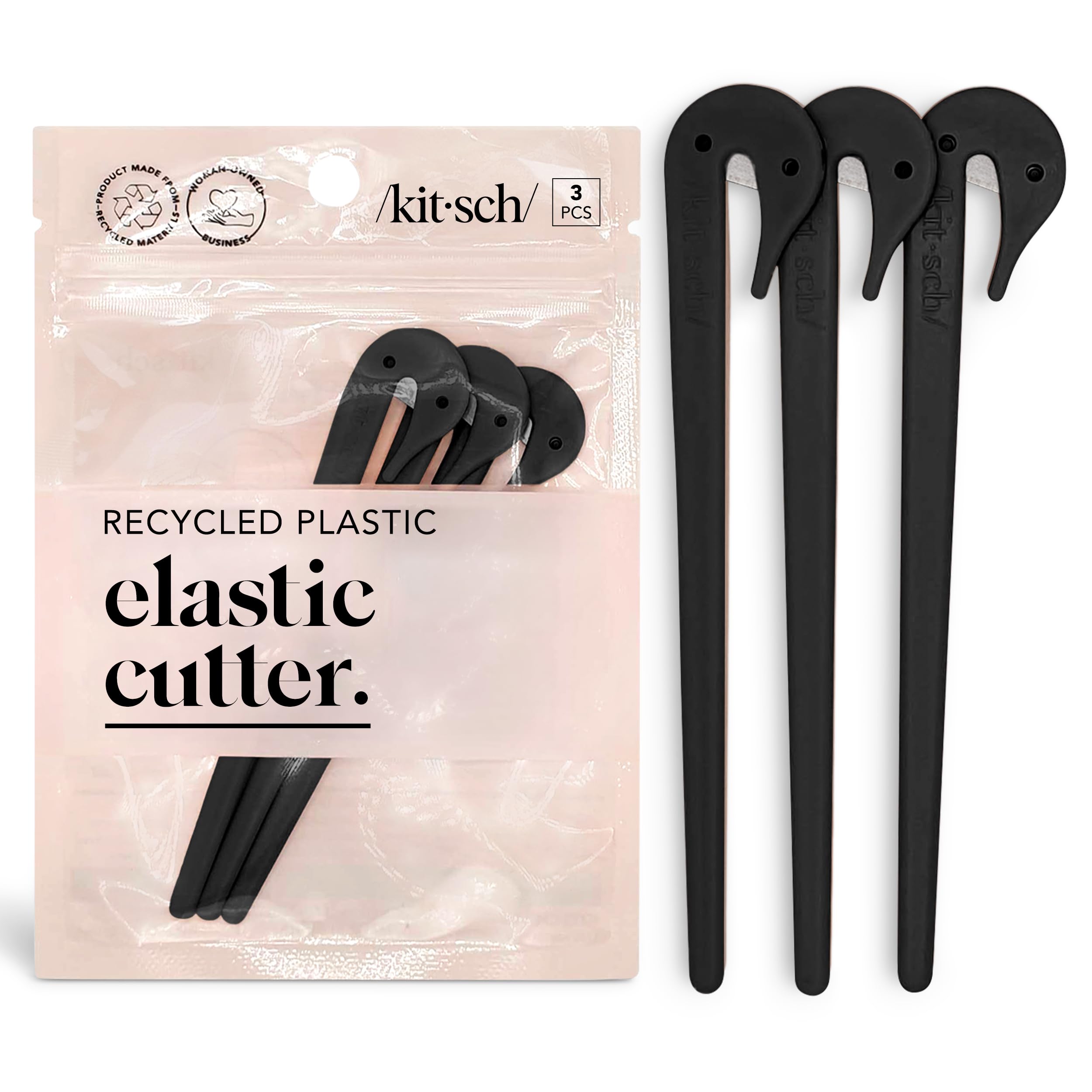 Kitsch Hair Tie Cutter – Easy To Use, Pain Free Rubber Band Cutter for Hair Kids, Baby & Toddler Girls – Black, 3pc Set