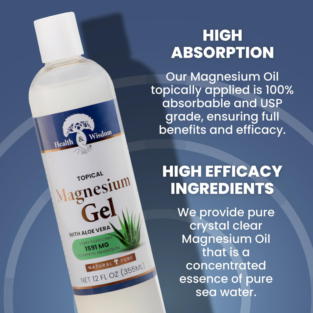 Health and Wisdom Inc. Magnesium Gel with Aloe Vera -- 12 fl oz