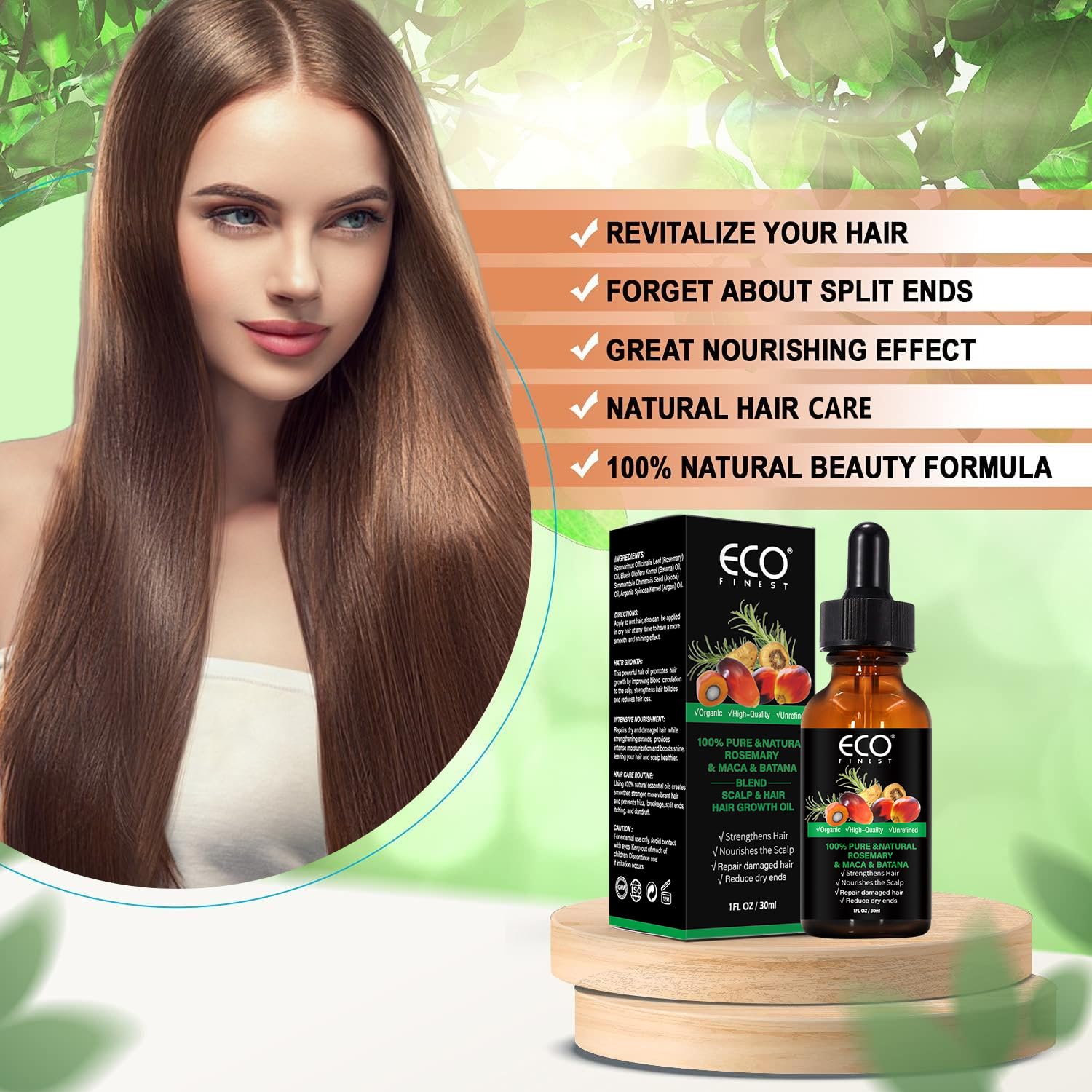 Organic Oil, 100% Pure and Natural - Premium Grade Oil for Hair Growth, Eyelashes and Eyebrows - Hair and Body Oil For Skin, Hair & Face - Rosemary and Batana Oil Natural Hair Care Oil