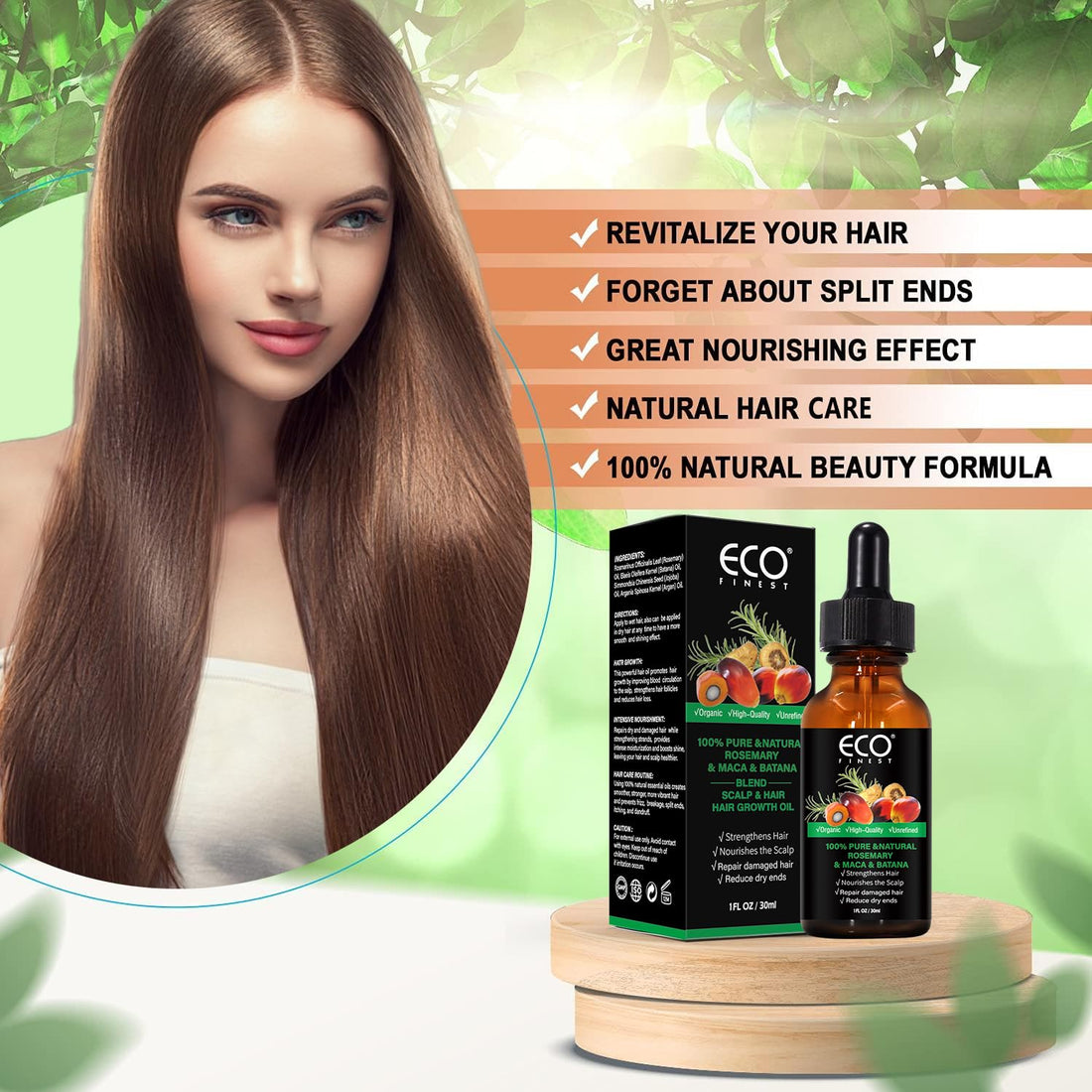 Organic Oil, 100% Pure and Natural - Premium Grade Oil for Hair Growth, Eyelashes and Eyebrows - Hair and Body Oil For Skin, Hair & Face - Rosemary and Batana Oil Natural Hair Care Oil