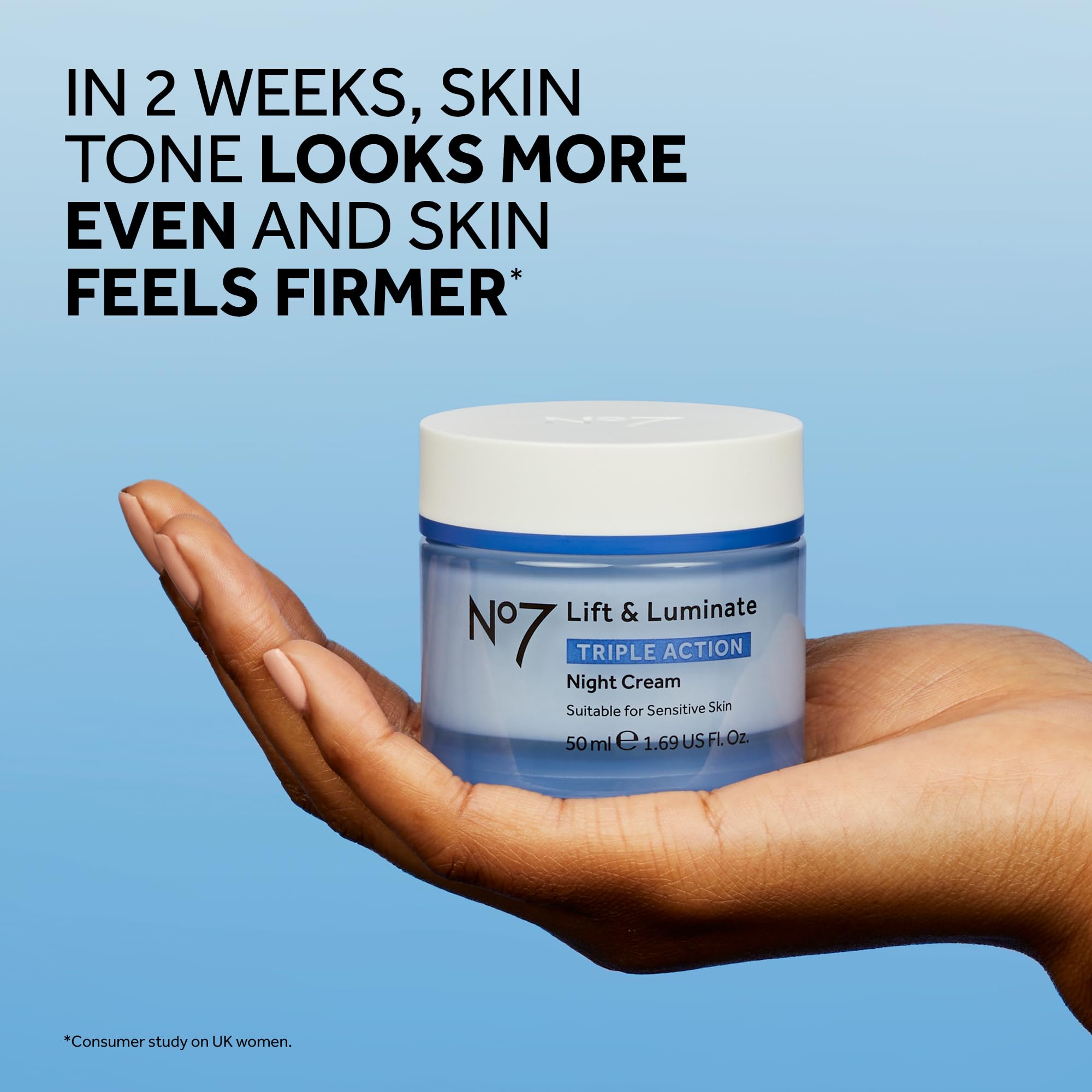 No7 Lift and Luminate Triple Action Fragrance-Free Night Cream – Anti-Wrinkle Collagen Peptide Brightening Moisturizer with Hyaluronic Acid, Hibiscus, and Vitamin C (50ml)