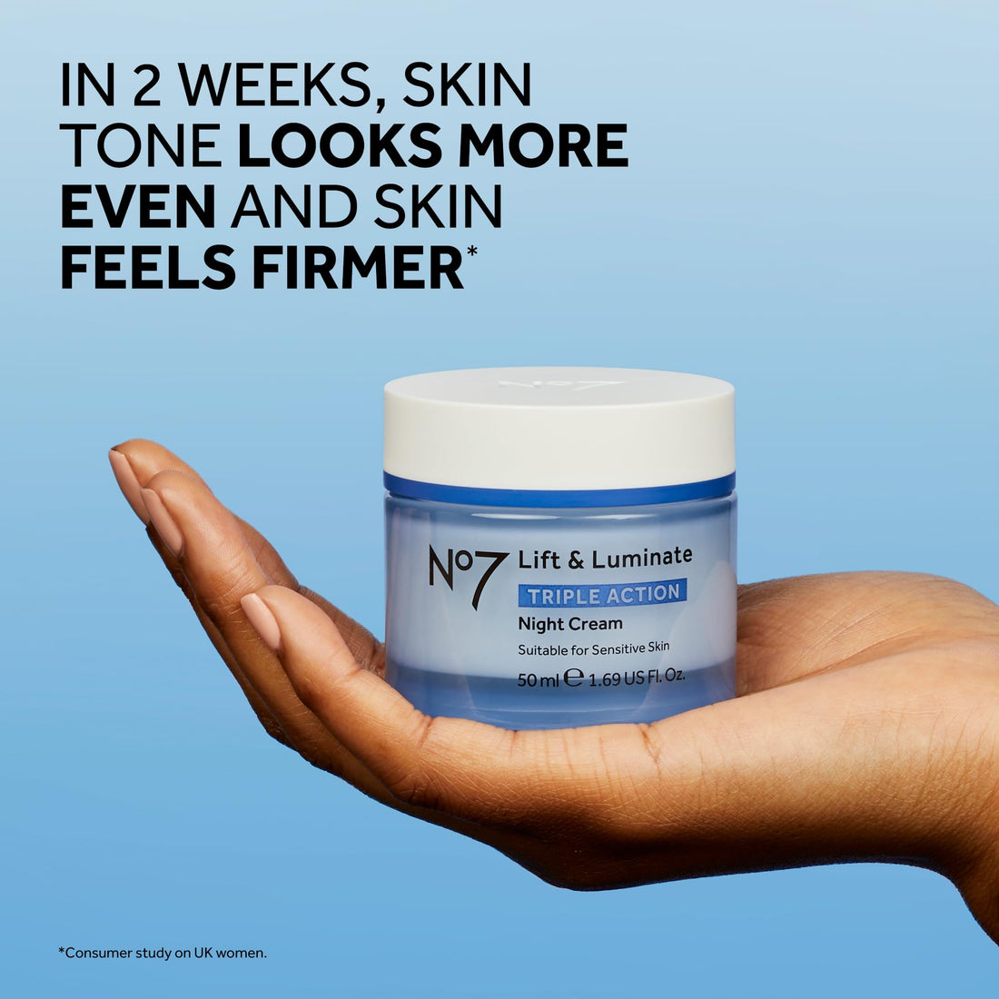 No7 Lift and Luminate Triple Action Fragrance-Free Night Cream – Anti-Wrinkle Collagen Peptide Brightening Moisturizer with Hyaluronic Acid, Hibiscus, and Vitamin C (50ml)