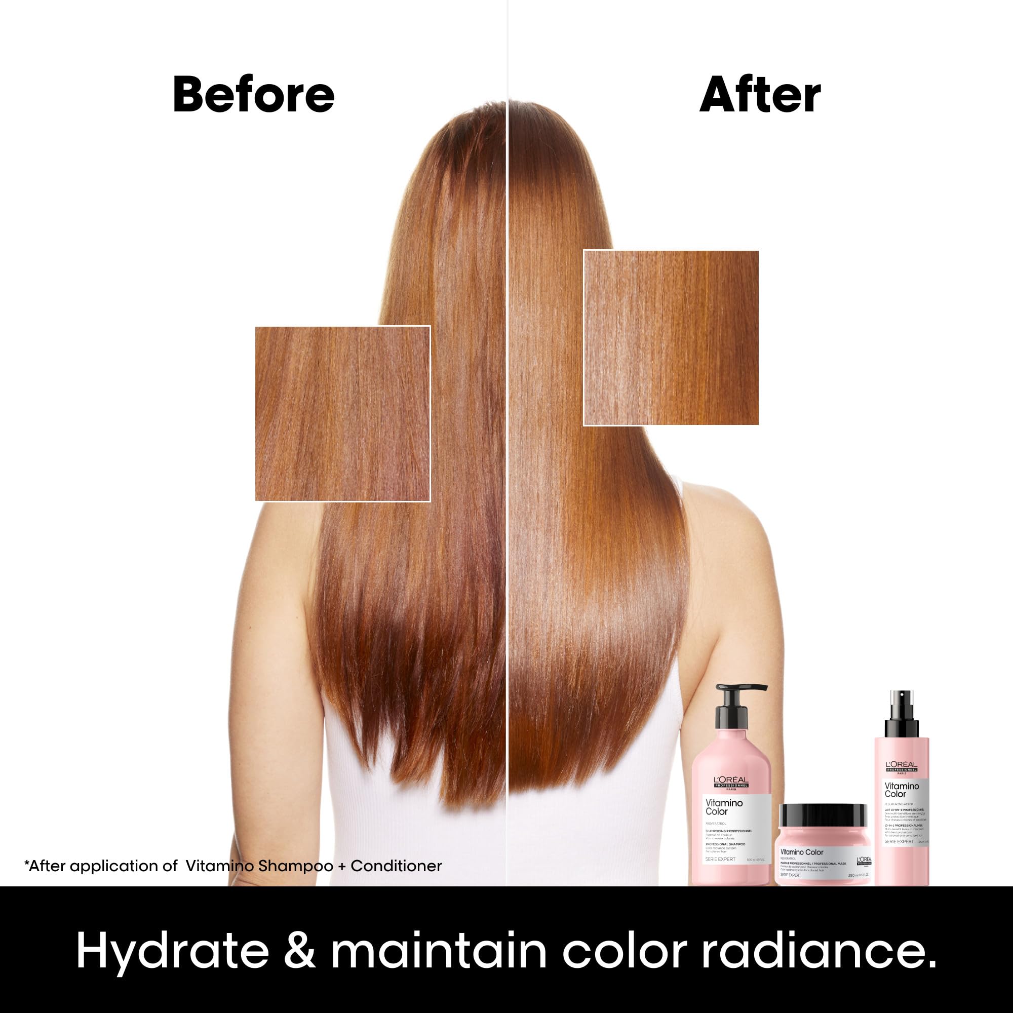 L'Oreal Professionnel Vitamino Color Hair Mask | Protects & Preserves Hair Color | Enhances Shine & Vibrancy | Moisturizes & Detangles | For Color Treated Hair | 8.5 Fl. Oz.