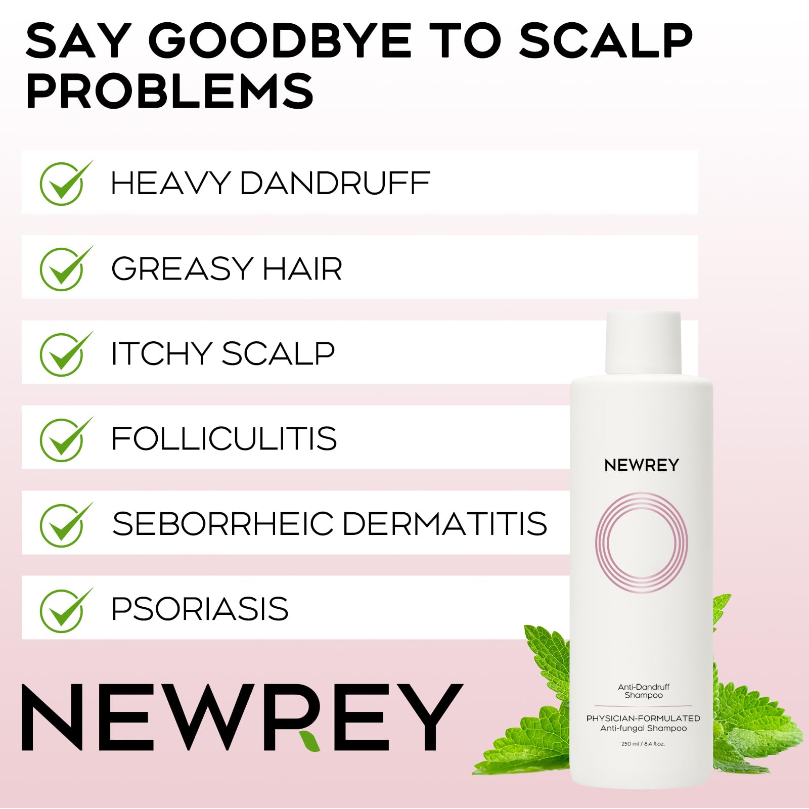 Anti fungal Shampoo for Psoriasis, Seborrheic Dermatitis & Folliculitis - Physician-Formulated Relieves Itchy, Dry Scalp - Sulfate & Paraben Free Anti-Dandruff Shampoo for Men and Women,8.4 fl oz.