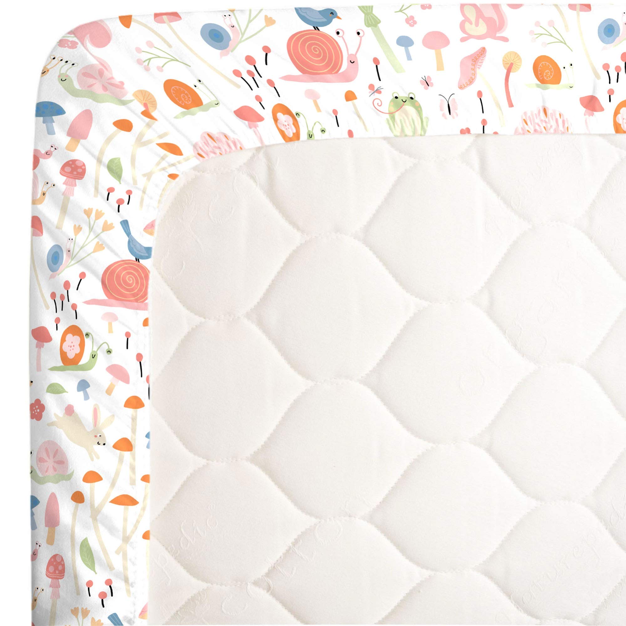 NoJo Spring Garden Pink, Green, Orange & Ivory Super Soft Mini Crib Sheet, Pink, Green, Orange, Ivory