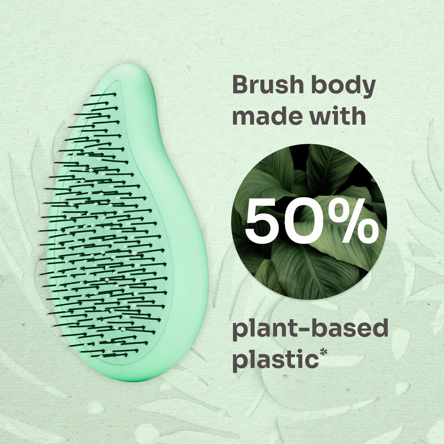 Wet Brush Go Green Palm Detangling Hair Brush Infused with Tea Tree Oil - Pain-Free Ultra-Soft Detangler Bristles Glide Through Tangles with Ease - Protects Against Split Ends For Wet & Dry Hair