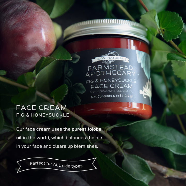 Farmstead Apothecary 100% Natural Anti-Aging Face Cream With Jojoba Oil, Fig & Honey 4 Oz