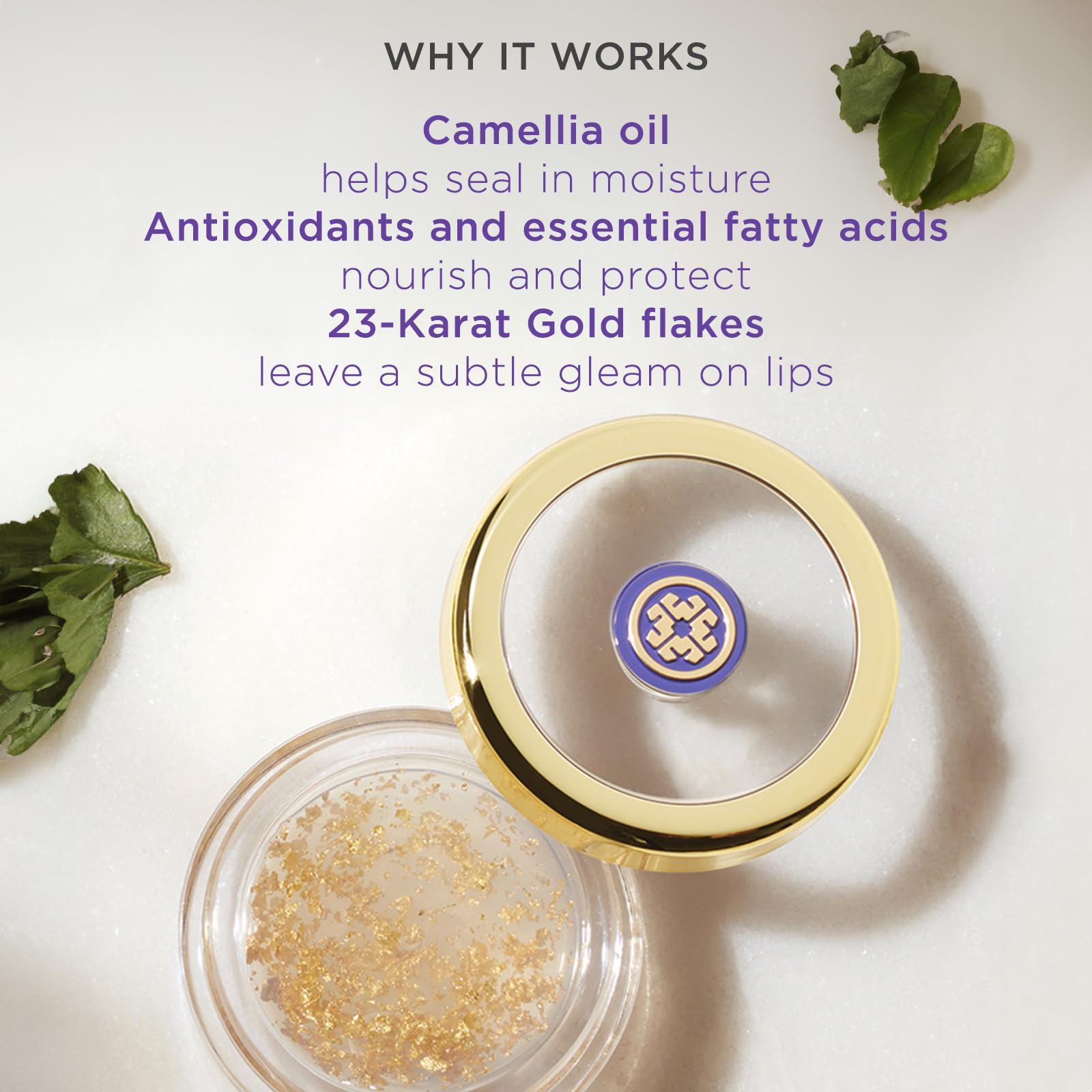 Tatcha Camellia Gold Spun Lip Balm by Tatcha