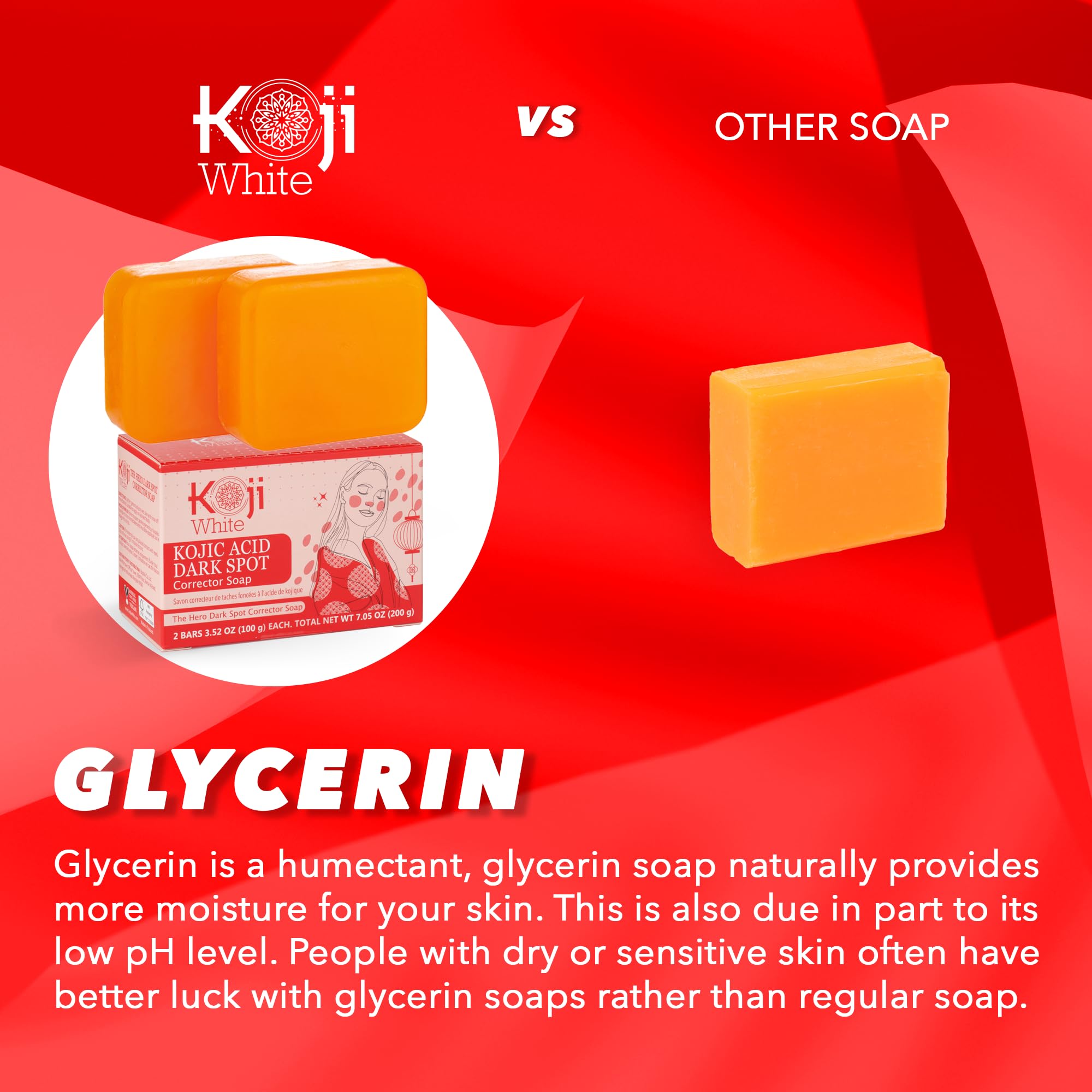 Koji White 4% Kojic Acid Dark Spot Corrector Soap For Exfoliating & Moisturizes with Vitamin C, Licorice Root Extract, Hydrating & Even Skin Tone Cleansing Bar for Face & Body, Vegan, 3.52 Oz (2 Bars)