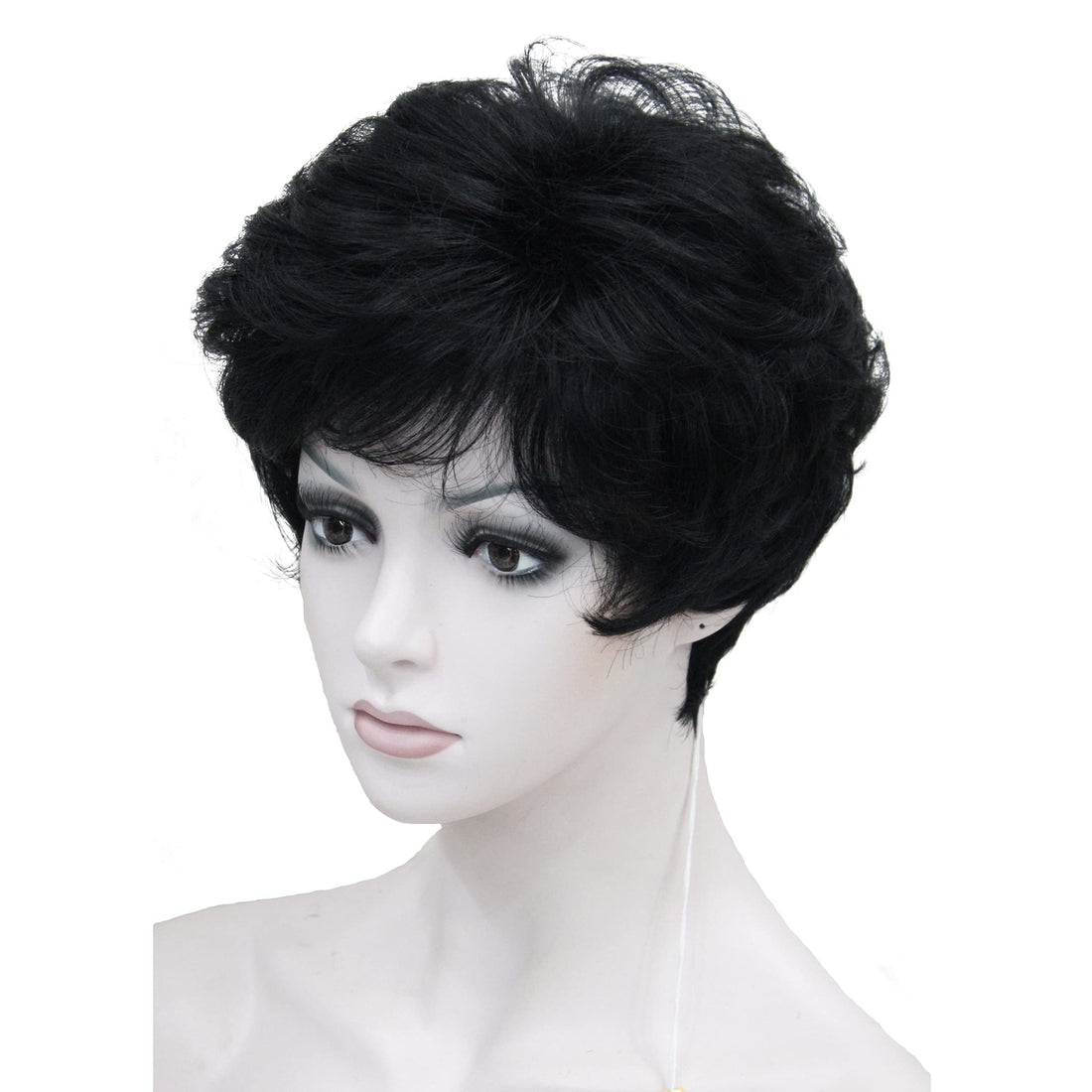 1: Wiginway Lady Women Short Syntheic Natural Wave Wigs Dark Black Hair Wig Short Bob Wigs(Dark Black#1)11 Color