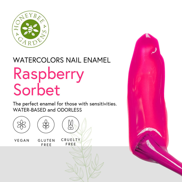 Honeybee Gardens WaterColors Nail Enamel Raspberry Sorbet | Non Toxic | Water-based | Earth Friendly