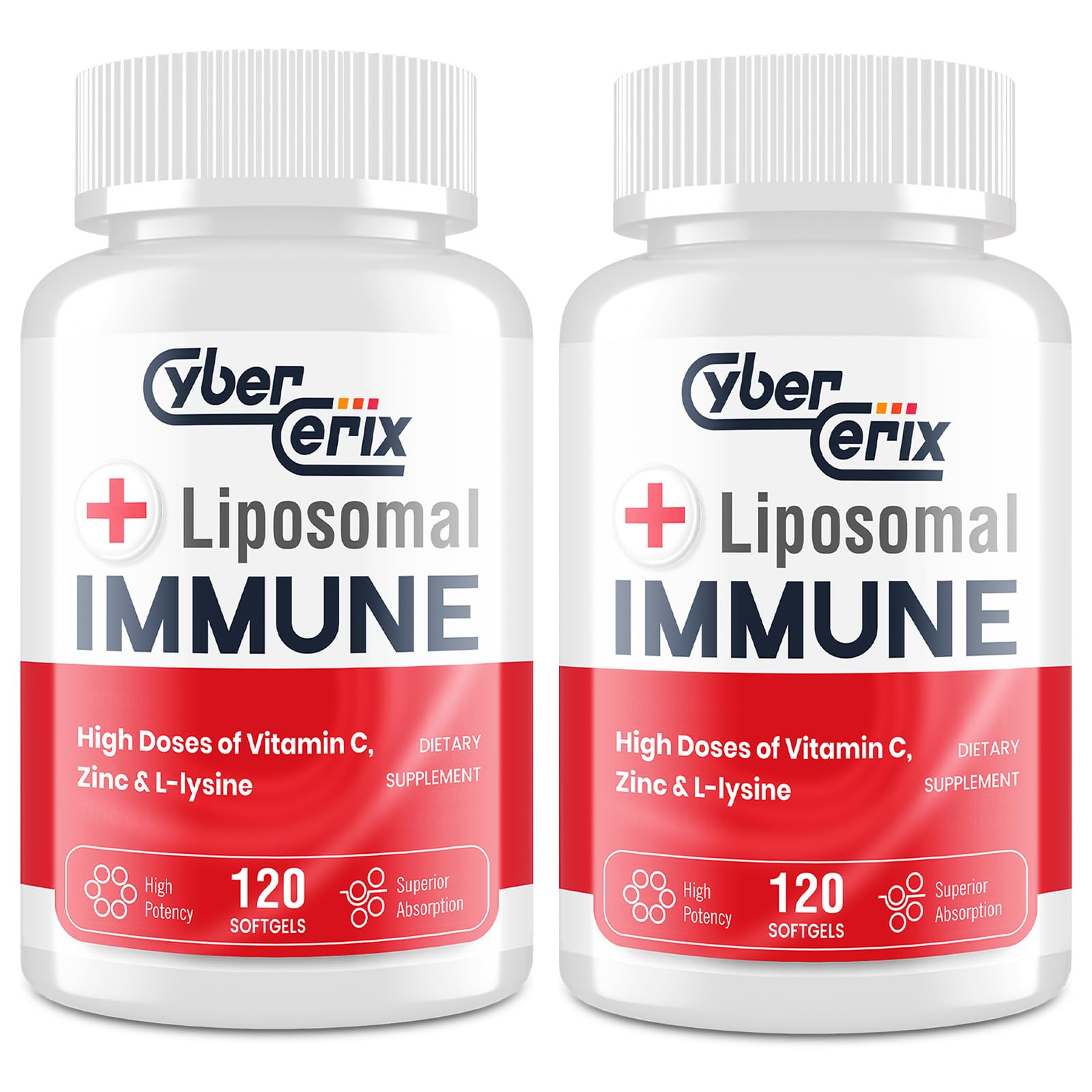 CyberCerix Liposomal Immune Support Supplement for Adults, Complex with L-Lysine 1,500mg, Vitamins, Minerals & Herbal Extracts, Comprehensive Daily Wellness Blend for Men & Women - 240 Capsules
