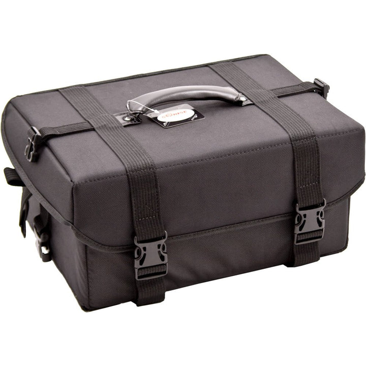 Sunrise Dei Mori Makeup Case Professional Nail Travel Organizer Box with Accordion Trays, Black Canvas, 9 Pound