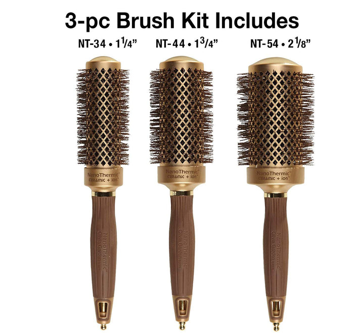 Olivia Garden NanoThermic Ceramic + Ion Round Thermal 3 Brush Kit