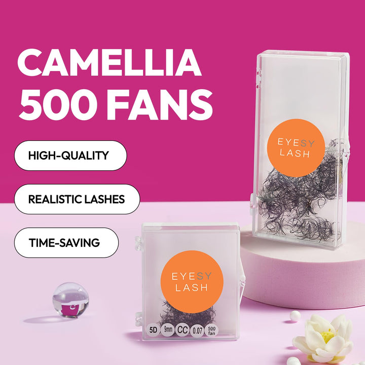 Camellia Lash Fans 5D 0.07 Size 9-11-13 Premade Fans Eyelash Extensions Curl C Premade Lash Fan Fans For Eyelash Extension by EYESY LASH (Promade fans)