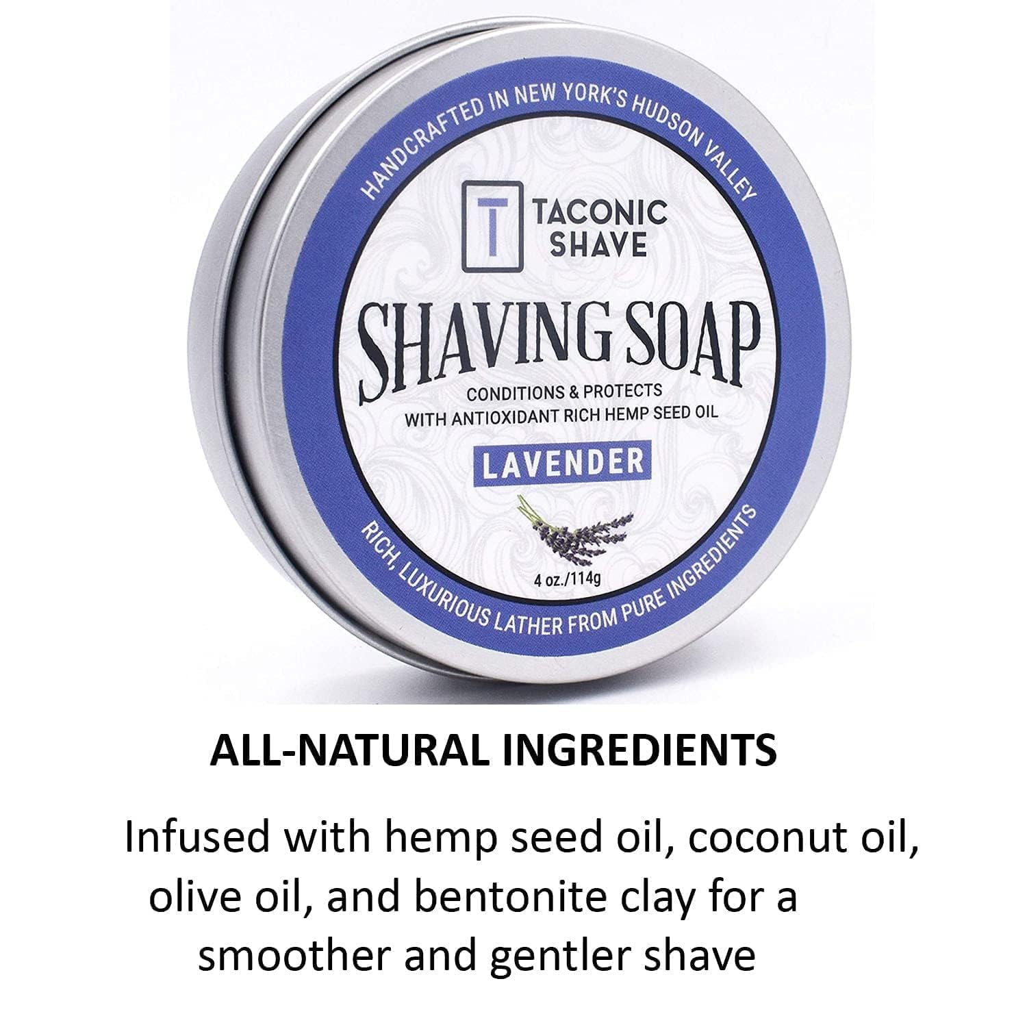 Taconic+Shave Barbershop Quality Lavender Shaving Soap With Antioxidant Rich Hemp Seed Oil
