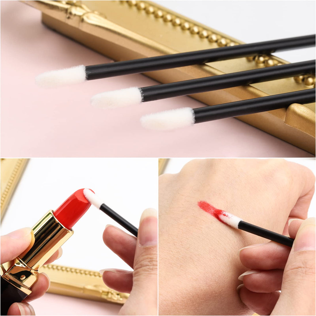 200pcs Disposable Lip Brush Lip Gloss Applicators Lipstick Wands Tool Kits (200)