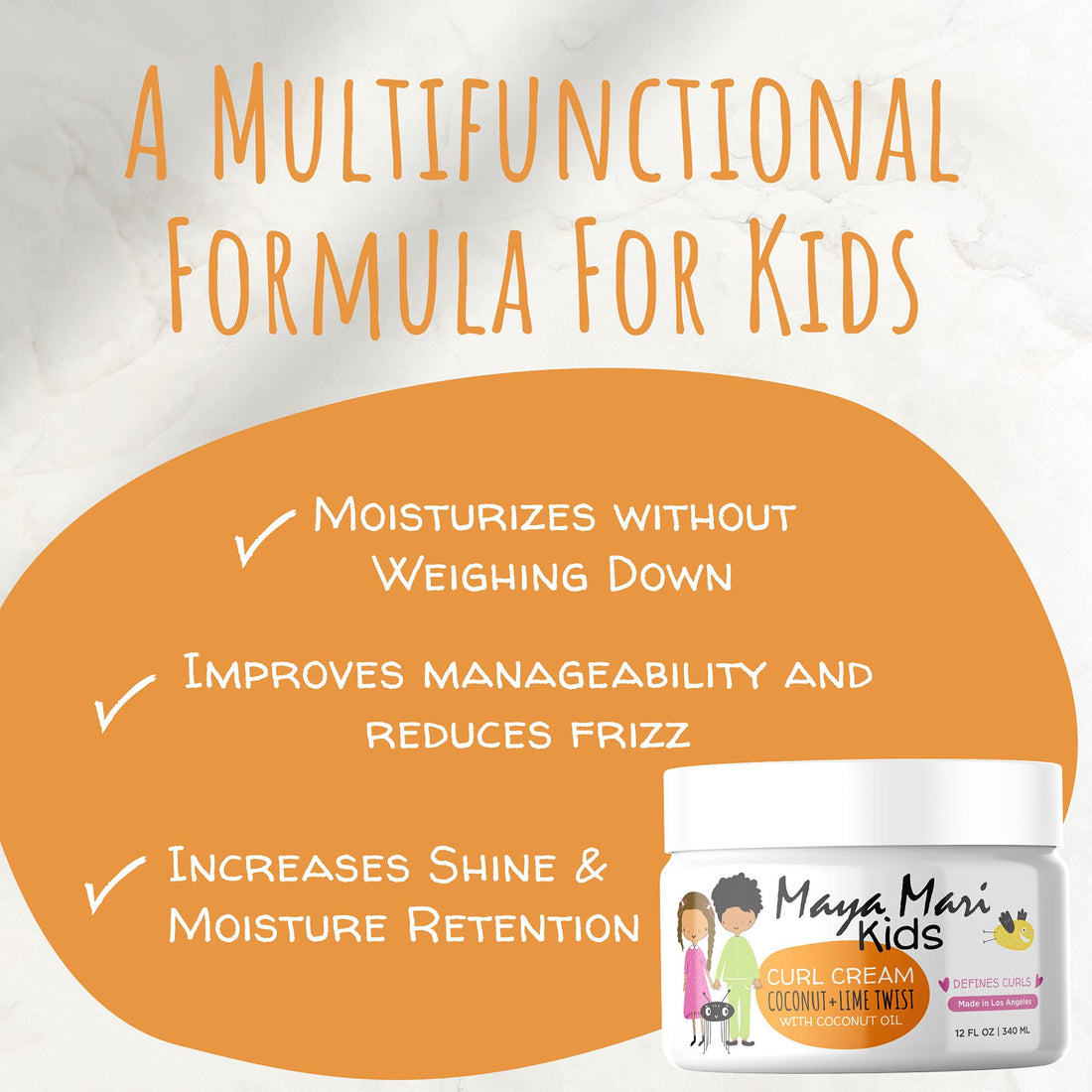 Maya Mari Kids Leave In Conditioner and Curl Cream | Hair Detangler and Smoothing Treatment Set | Curly Hair Products for Kids and Toddlers | Sulfate Free, Cruelty Free, and Made in USA