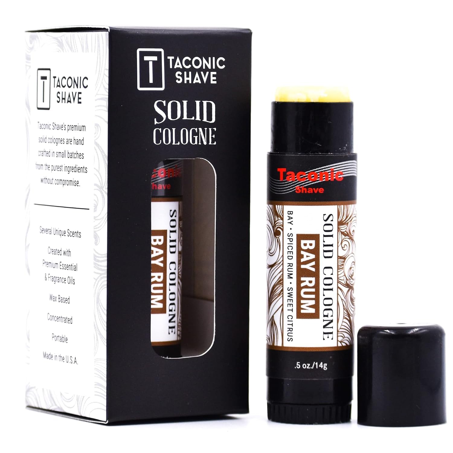 Bay Rum Solid Cologne for Men by Taconic Shave - A Classic Scent - With Notes of Citrus and Spice - Easy Application